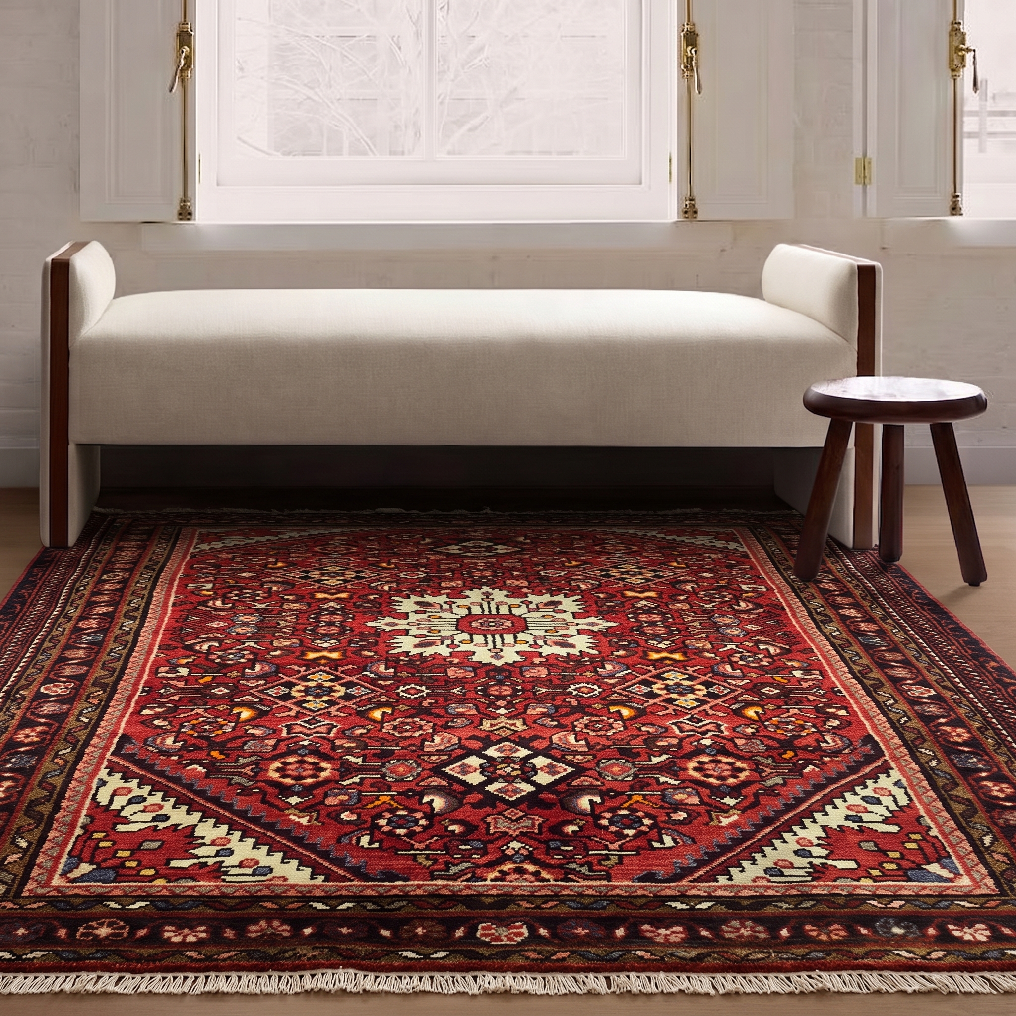 Hamedan Medallion Red, Hamedan, Iran tribal rug, in madder red, Wool, 104 × 171 cm (3'5" × 5'7"), Nasim Carpets Malaysia — view 2