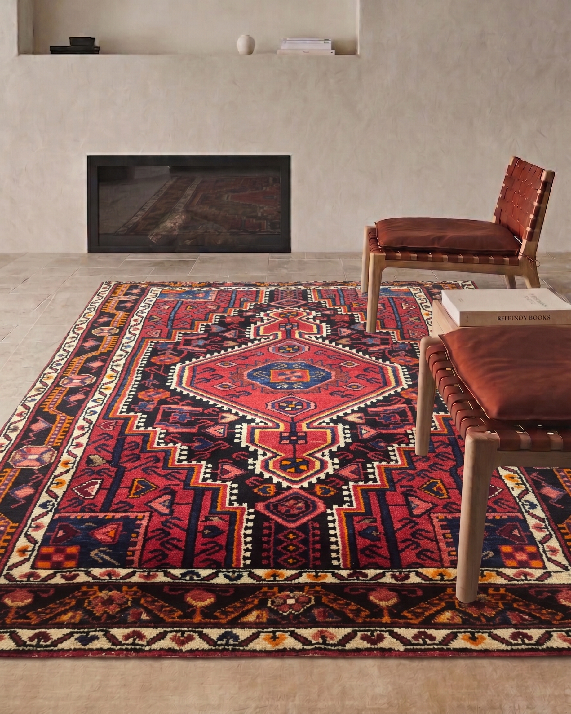 Qashqai Medallion Crimson, Qashqai, Fars Province, Iran tribal rug, in crimson red, Wool, 113 × 171 cm (3'8" × 5'7"), Nasim Carpets Malaysia — view 2