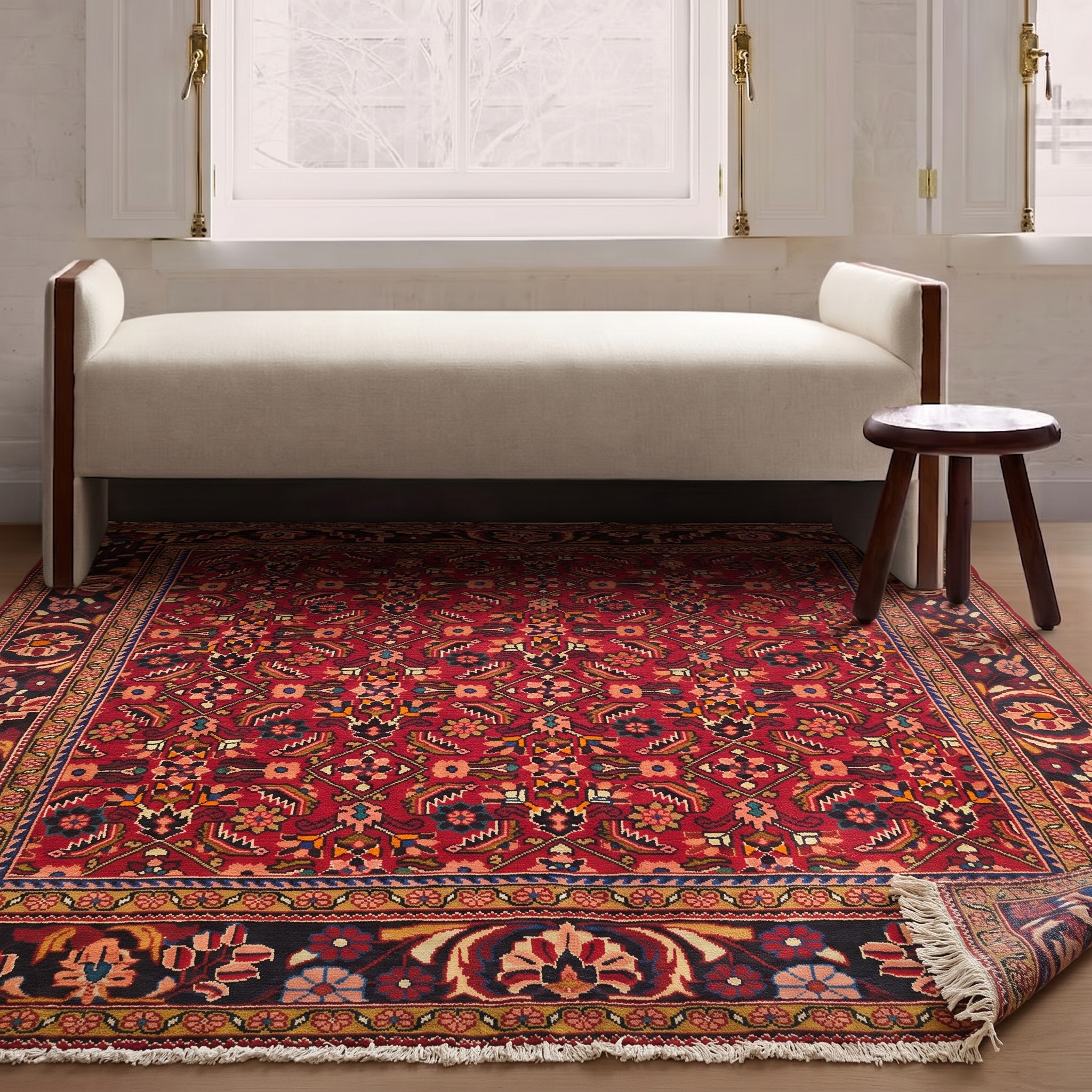 Mahal All-Over Crimson, Mahal, Arak Region, Iran tribal rug, in crimson red, Wool, 219 × 311 cm (7'2" × 10'2"), Nasim Carpets Malaysia — view 2