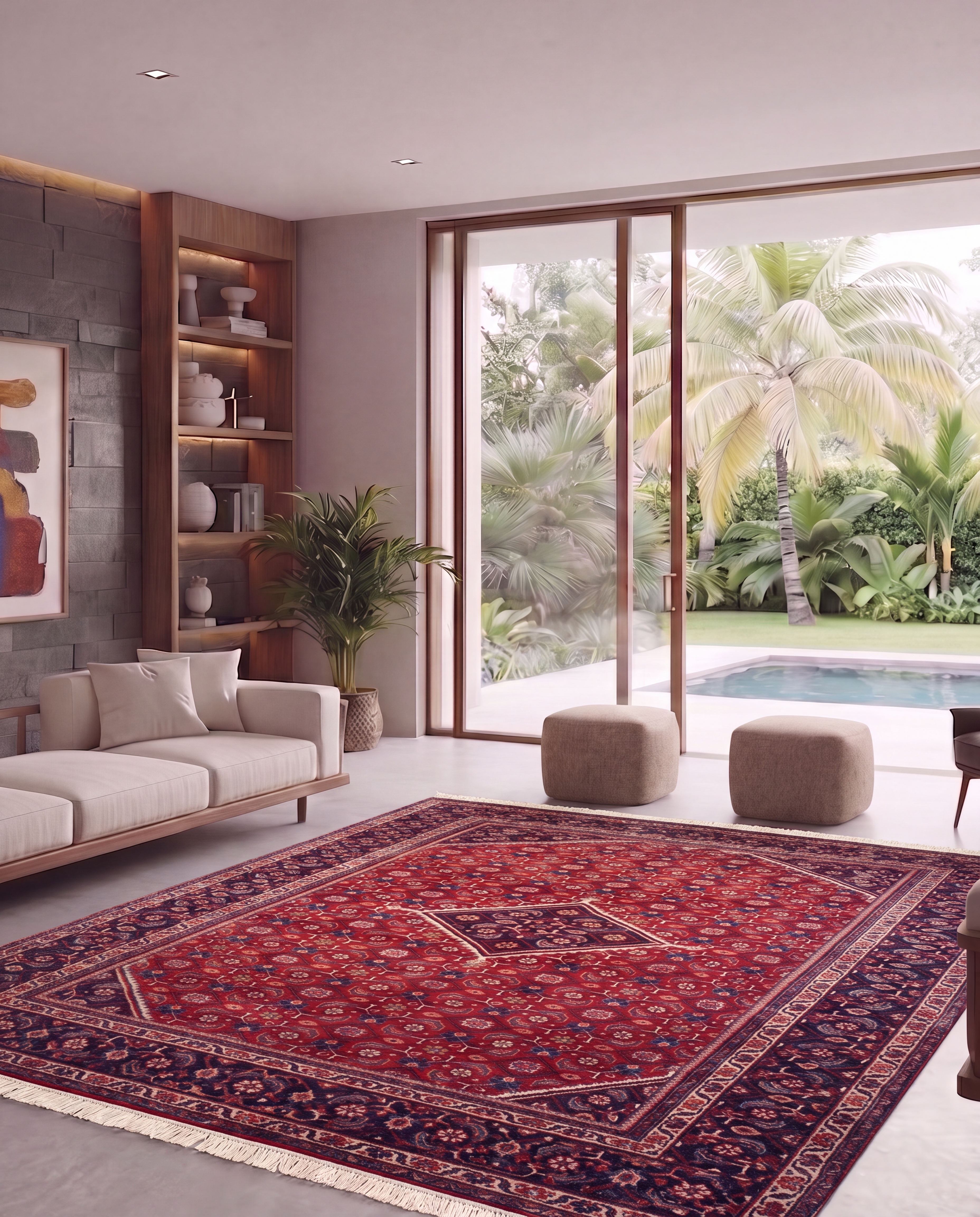 Bijar All-Over Herati Crimson, Bijar, Kurdistan Province, Iran persian rug, in crimson red, Wool, 213 × 305 cm (7'0" × 10'0"), Nasim Carpets Malaysia — view 2