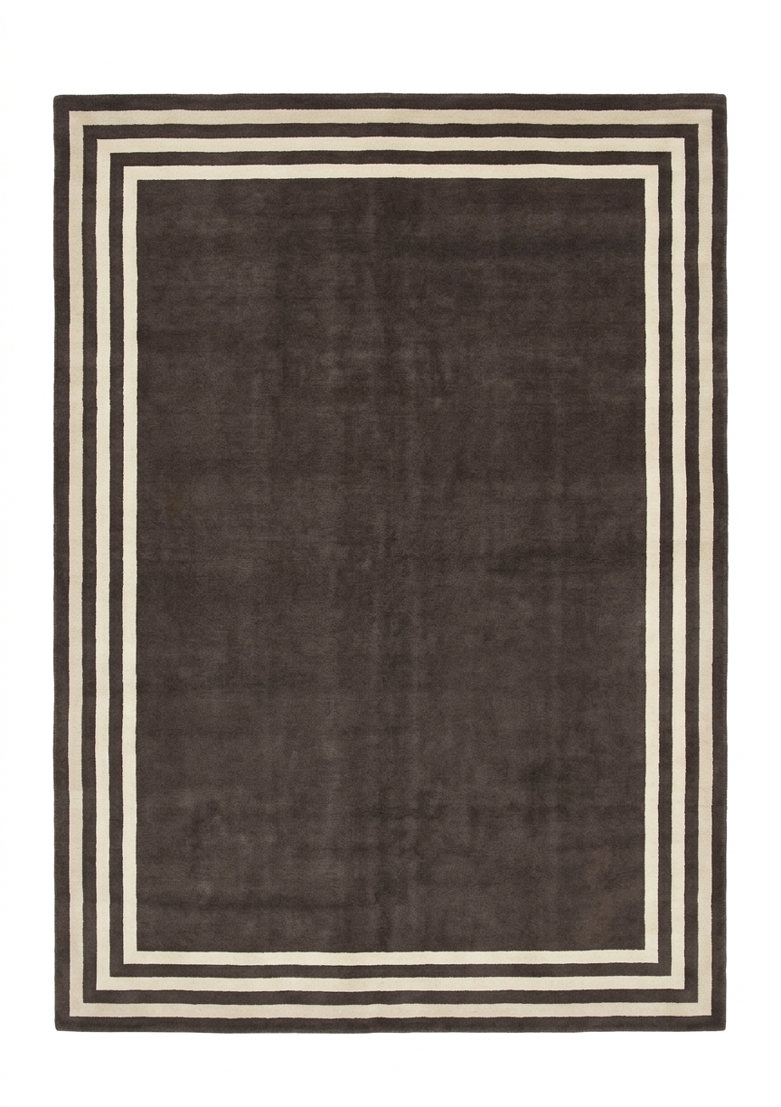 Tibetan Minimalist Charcoal, Tibet modern rug, in charcoal brown, Wool, 311 × 369 cm (10'2" × 12'1"), Nasim Carpets Malaysia — view 1