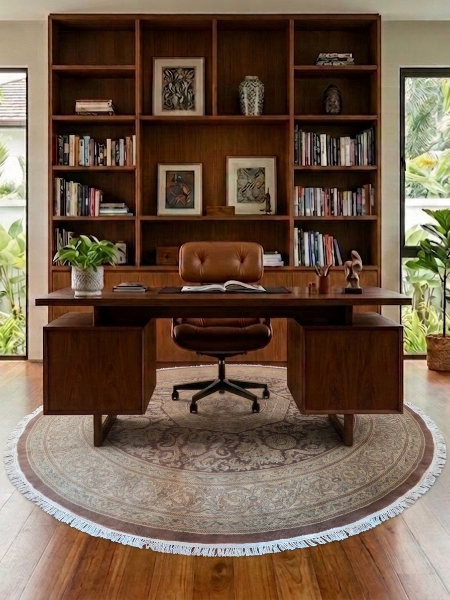 Tabriz Medallion Rosette Mocha, Tabriz, Iran persian rug, in mocha brown, Wool, 244 × 244 cm (8'0" × 8'0"), Nasim Carpets Malaysia — view 2