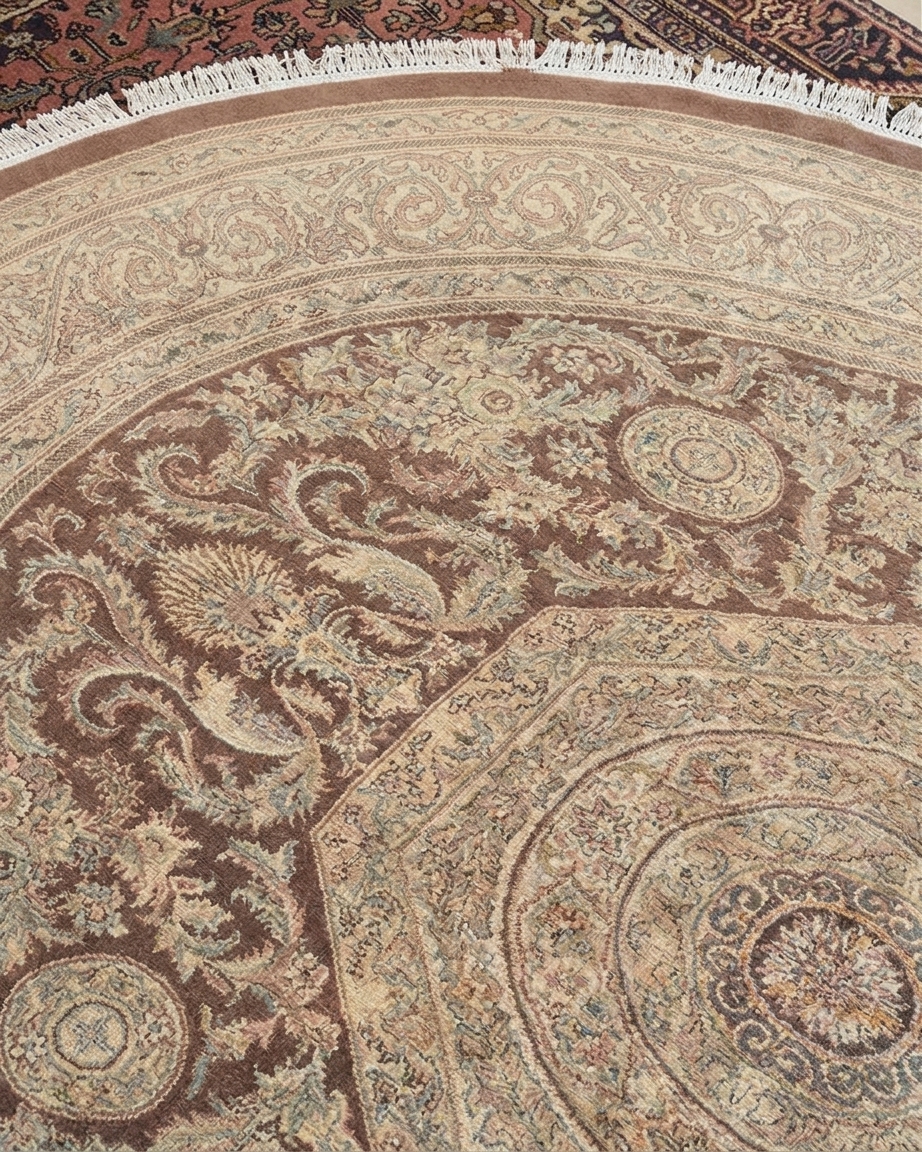 Tabriz Medallion Rosette Mocha, Tabriz, Iran persian rug, in mocha brown, Wool, 244 × 244 cm (8'0" × 8'0"), Nasim Carpets Malaysia — view 3