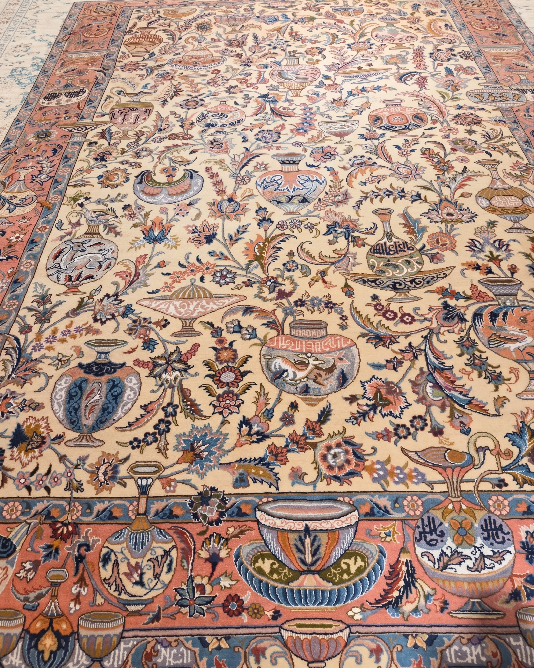Tabriz Vase and Floral Ivory, Tabriz, Iran persian rug, in antique ivory, Wool, 244 × 354 cm (8'0" × 11'7"), Nasim Carpets Malaysia — view 3