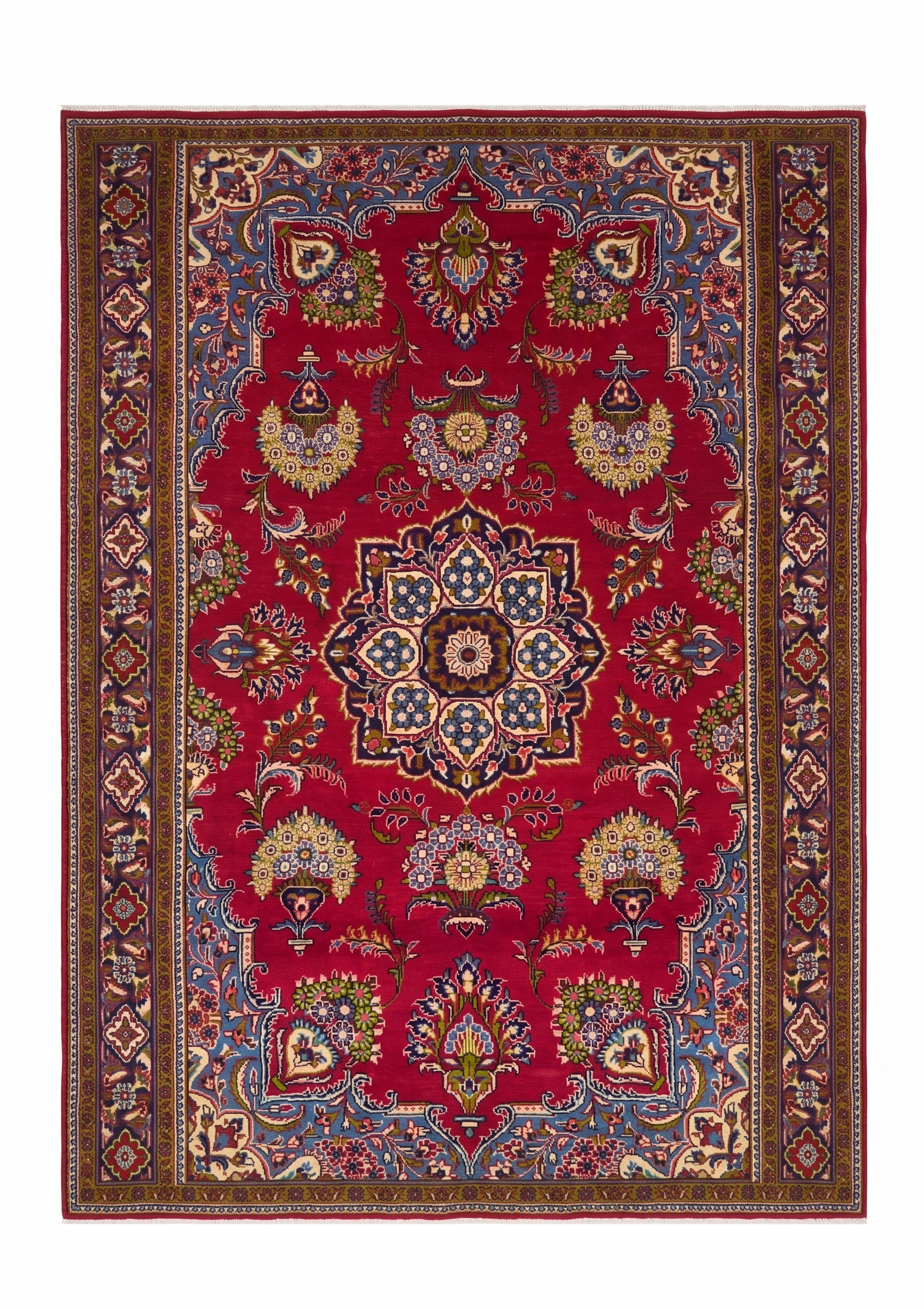 Mashhad Medallion Crimson, Mashhad, Khorasan Province, Iran persian rug, in crimson red, Wool, 226 × 372 cm (7'5" × 12'2"), Nasim Carpets Malaysia — view 1