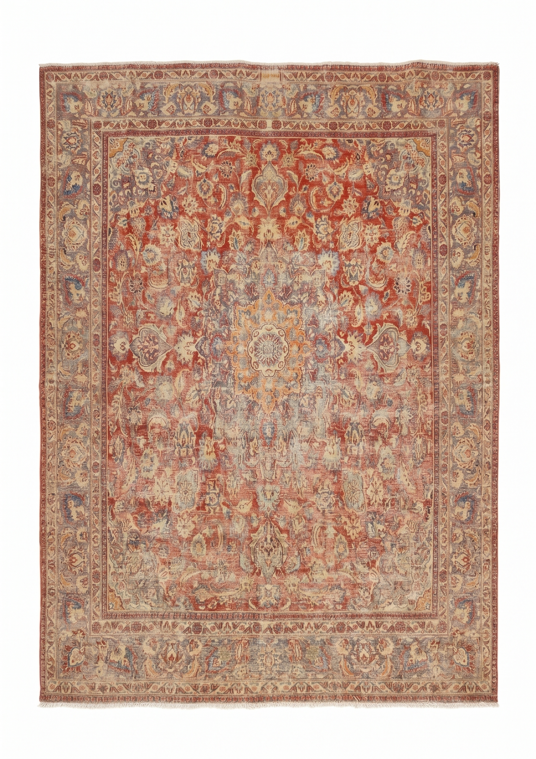 Kirman Medallion Floral Madder Red, Kirman, Iran persian rug, in madder red, Wool, 287 × 305 cm (9'5" × 10'0"), Nasim Carpets Malaysia — view 1