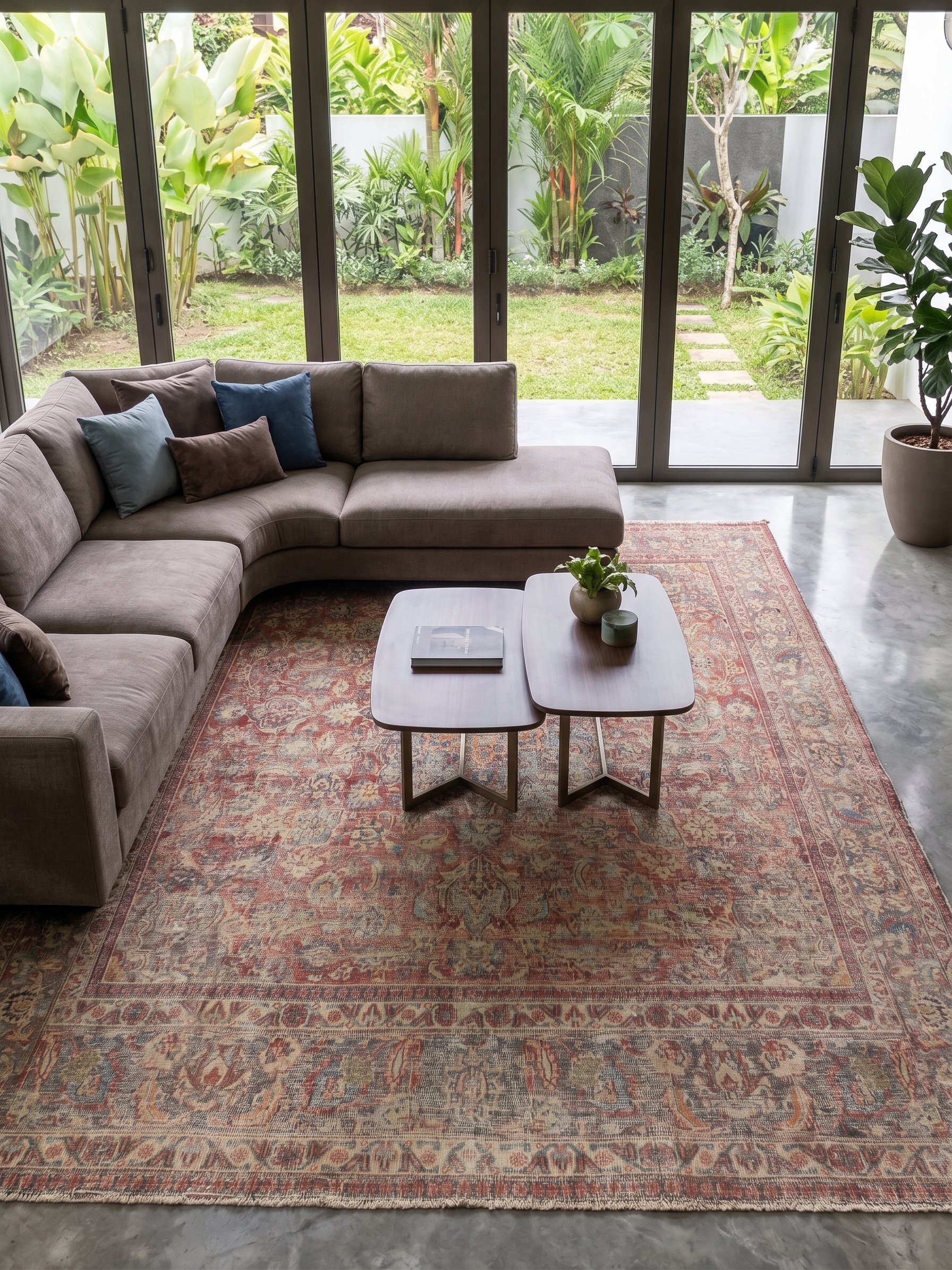 Kirman Medallion Floral Madder Red, Kirman, Iran persian rug, in madder red, Wool, 287 × 305 cm (9'5" × 10'0"), Nasim Carpets Malaysia — view 2