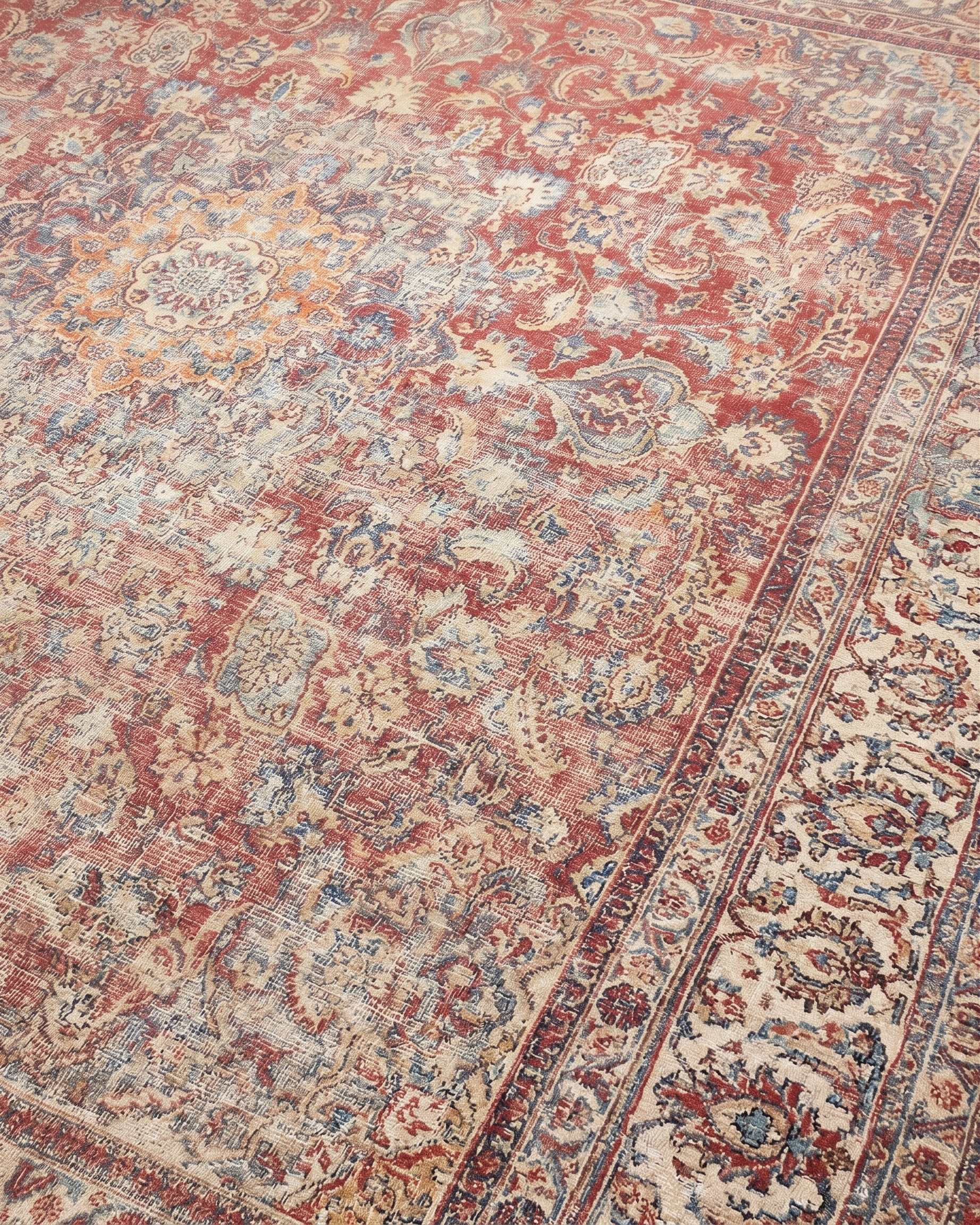 Kirman Medallion Floral Madder Red, Kirman, Iran persian rug, in madder red, Wool, 287 × 305 cm (9'5" × 10'0"), Nasim Carpets Malaysia — view 3