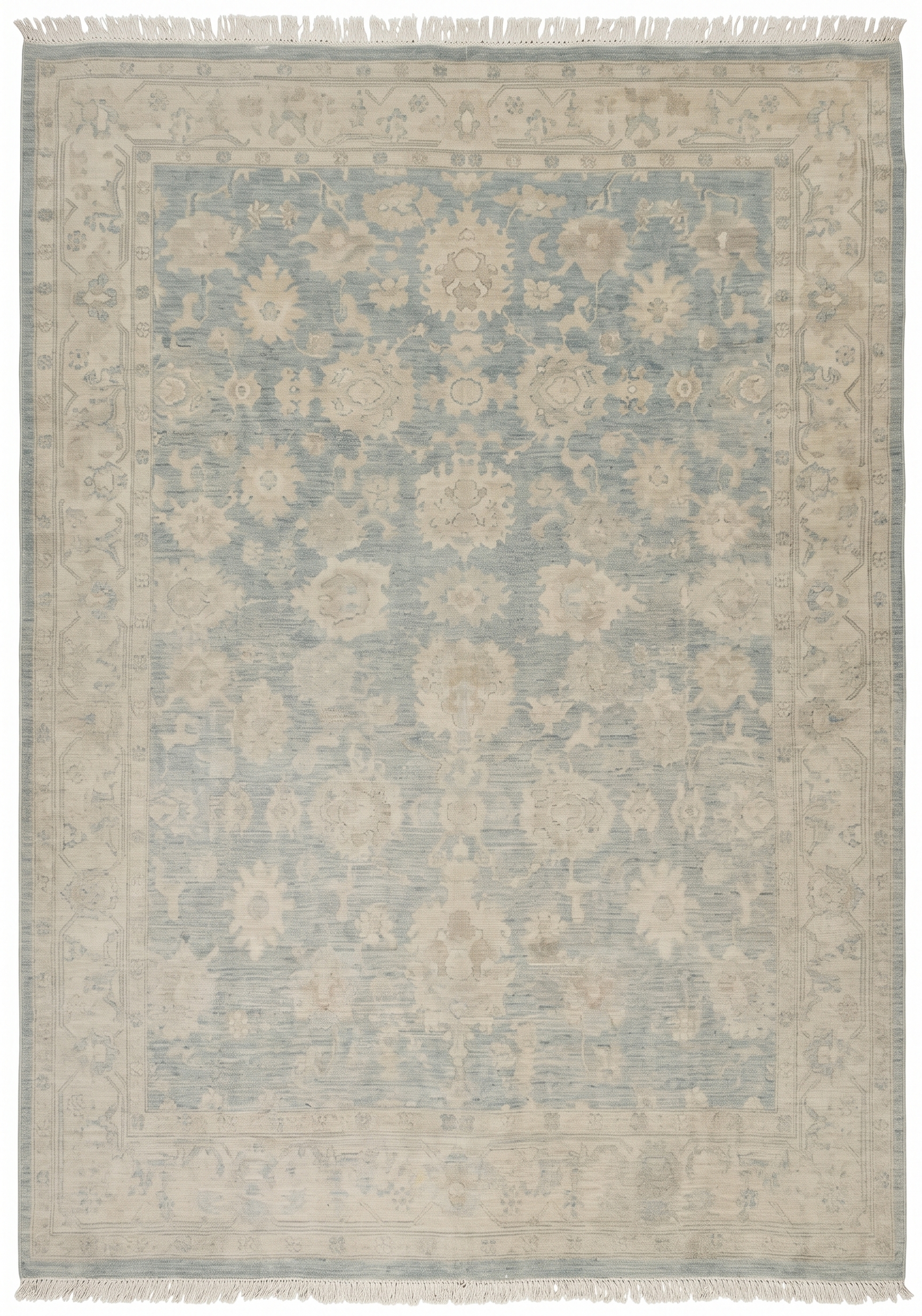 Sultanabad All-Over Muted Blue, Sultanabad (Arak), Iran persian rug, in muted steel blue, Wool, 247 × 363 cm (8'1" × 11'11"), Nasim Carpets Malaysia — view 1