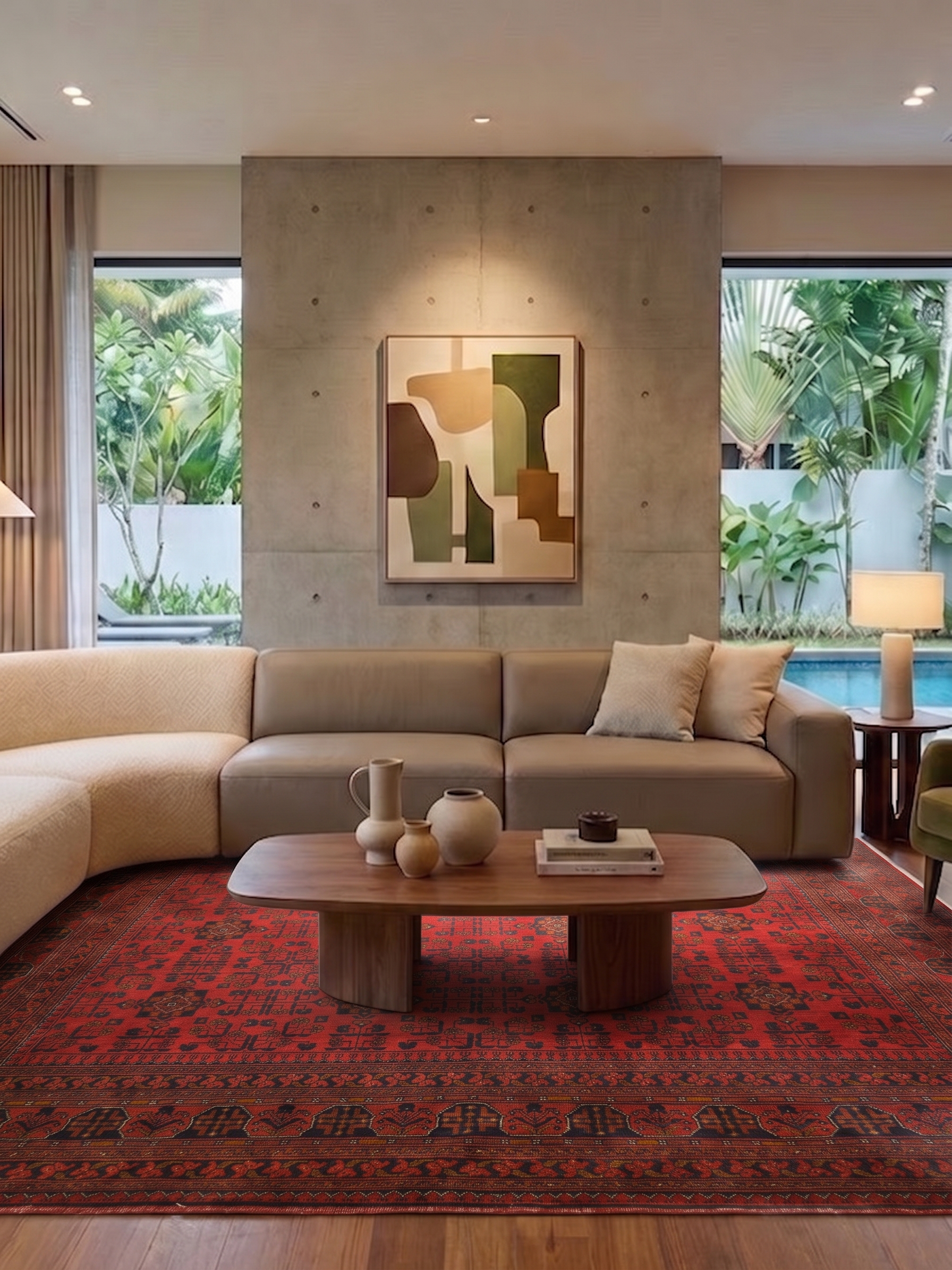 Afghan Khal Mohammadi All-Over Crimson, Kunduz / Khal Mohammadi region, Northern Afghanistan tribal rug, in madder crimson, Wool, 256 × 357 cm (8'5" × 11'9"), Nasim Carpets Malaysia — view 2
