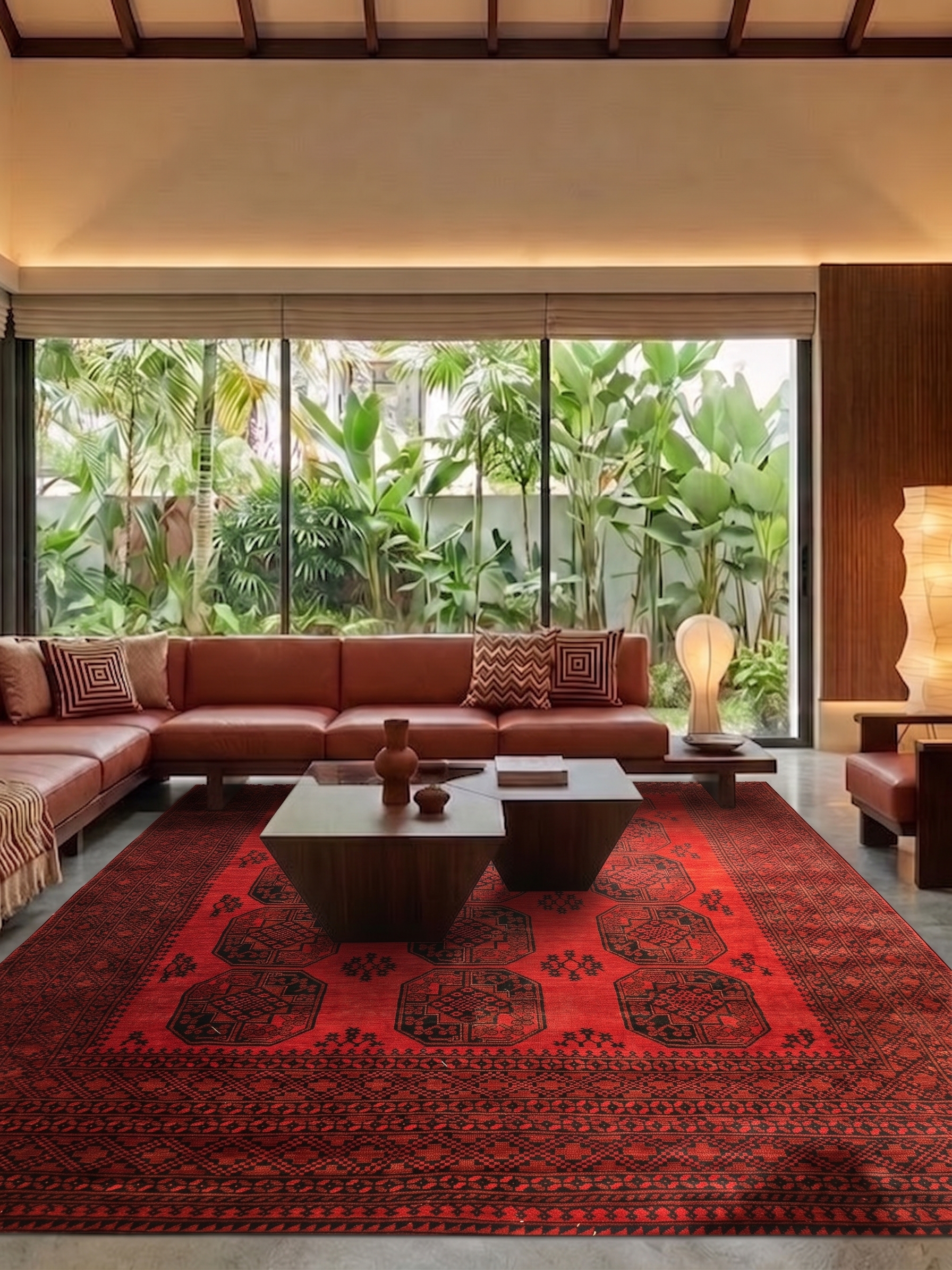 Afghan Ersari Gul Red, Ersari Turkmen, northern Afghanistan tribal rug, in madder red, Wool, 293 × 372 cm (9'7" × 12'2"), Nasim Carpets Malaysia — view 2