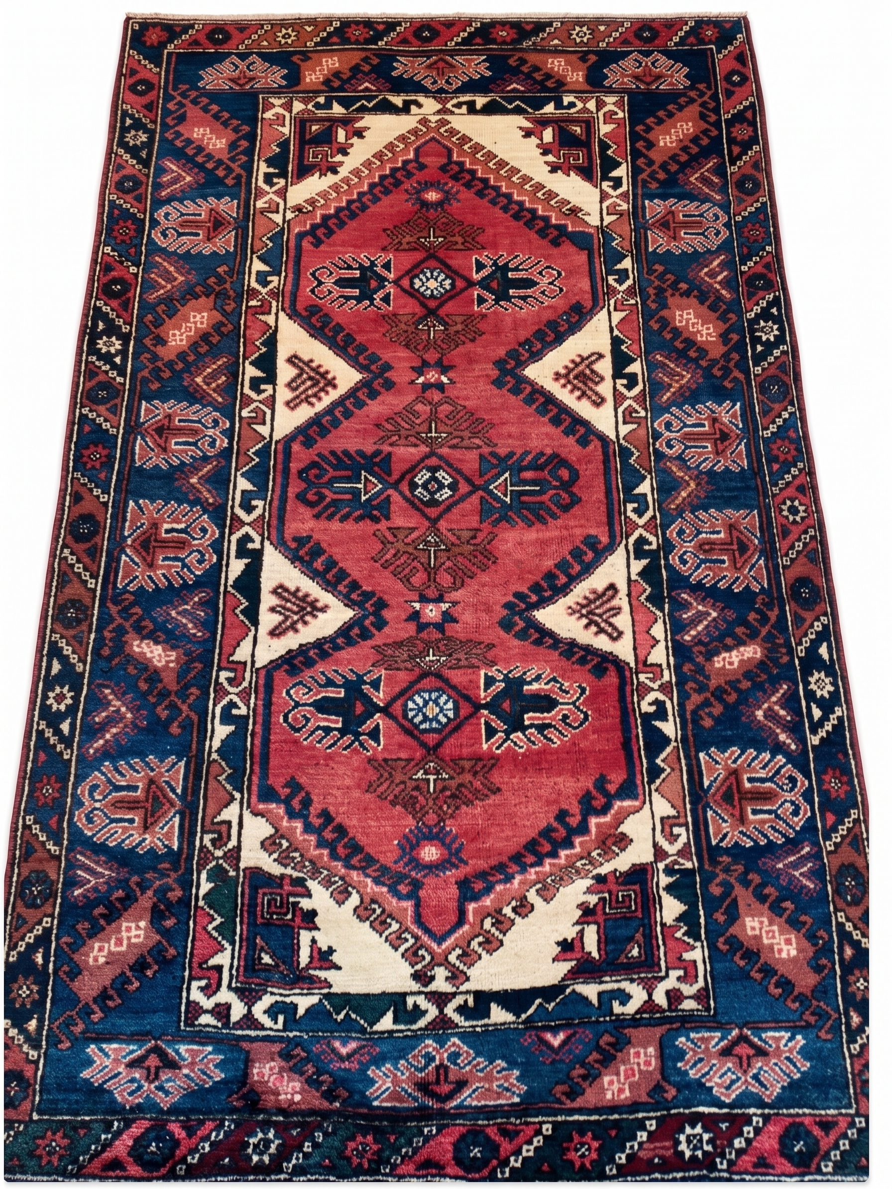 Kazak Medallion Crimson Blue, Kazak, South Caucasus (Azerbaijan/Armenia border region) tribal rug, in madder crimson, Wool, 4206 × 6401 cm (138'0" × 210'0"), Nasim Carpets Malaysia