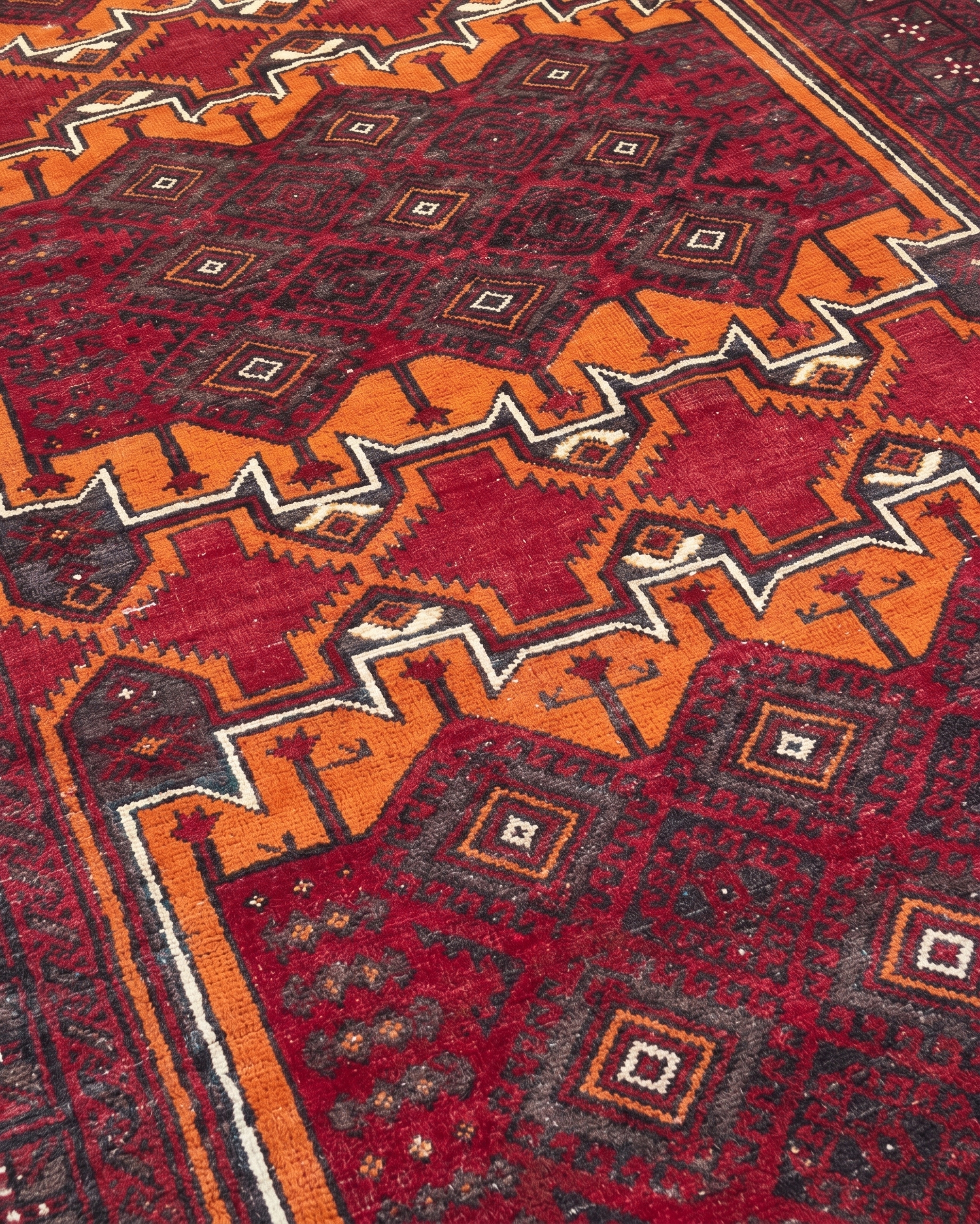 Baluch Geometric All-Over Crimson, Baluchistan, Afghanistan/Pakistan Border Region tribal rug, in madder crimson, Wool, 152 × 302 cm (5'0" × 9'11"), Nasim Carpets Malaysia — view 3