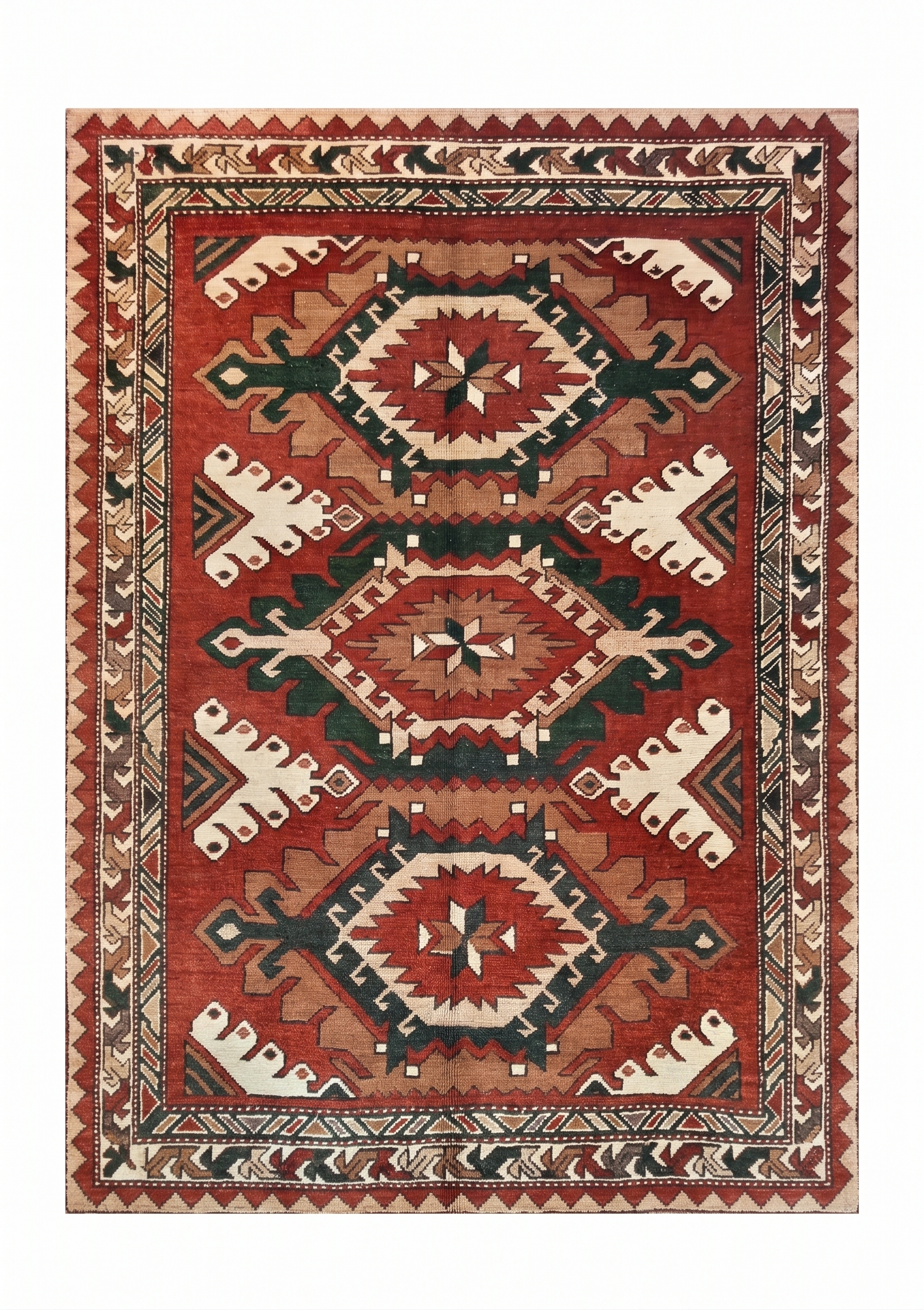 Kazak Triple Medallion Madder Red, Kazak, South Caucasus (Azerbaijan/Armenia border region) tribal rug, in madder red, Wool, 4572 × 5852 cm (150'0" × 192'0"), Nasim Carpets Malaysia
