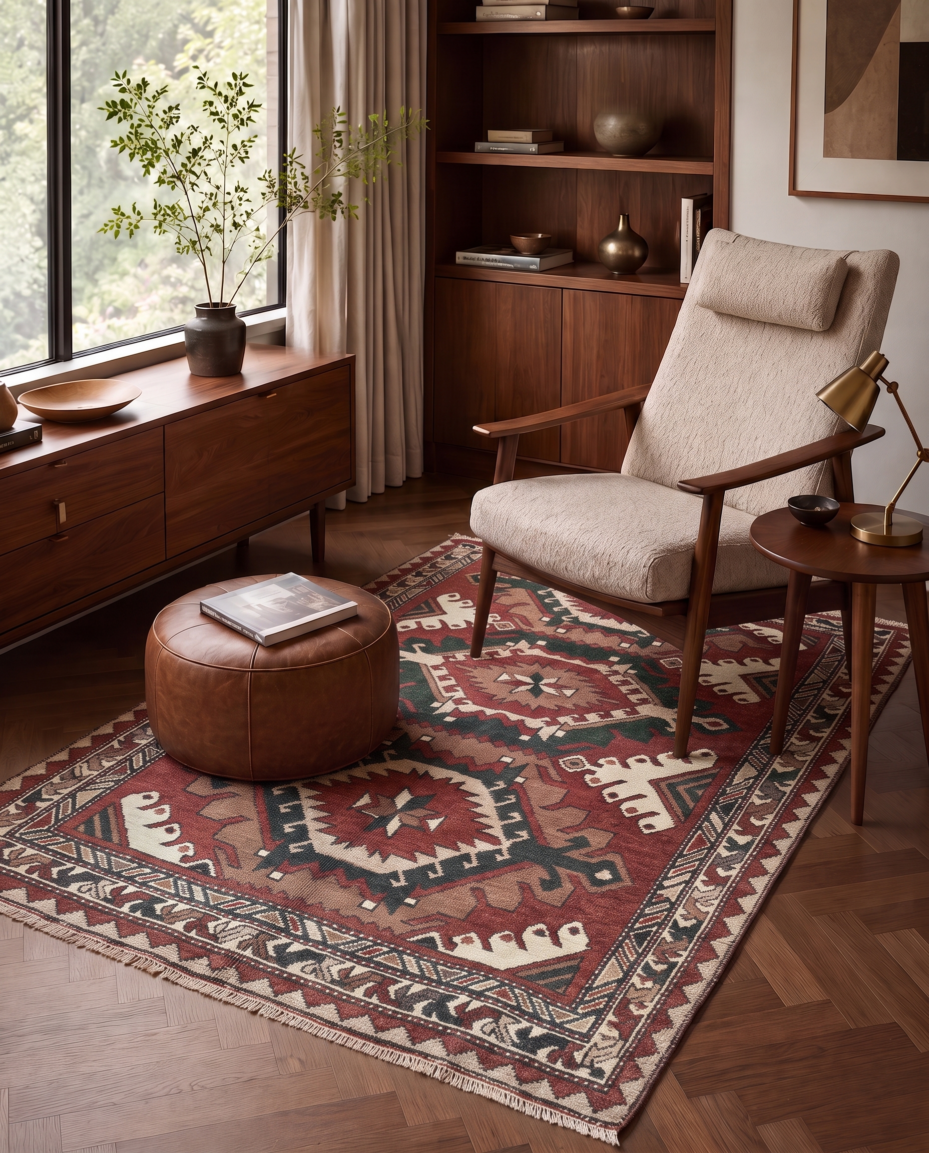 Kazak Triple Medallion Madder Red, Kazak, South Caucasus (Azerbaijan/Armenia border region) tribal rug, in madder red, Wool, 4572 × 5852 cm (150'0" × 192'0"), Nasim Carpets Malaysia — view 2