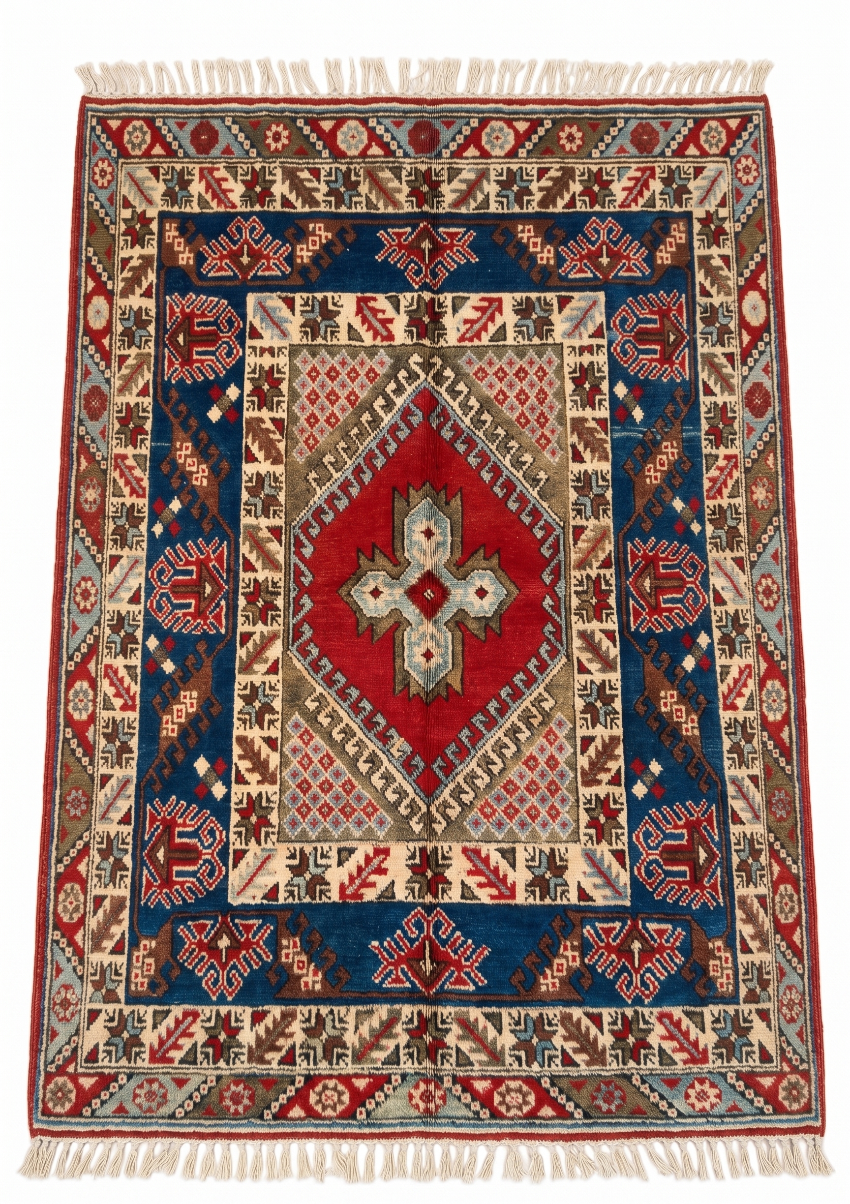 Kazak Medallion Blue Red, Kazak, South Caucasus (Azerbaijan/Armenia border region) tribal rug, in indigo blue, Wool, 4481 × 4877 cm (147'0" × 160'0"), Nasim Carpets Malaysia
