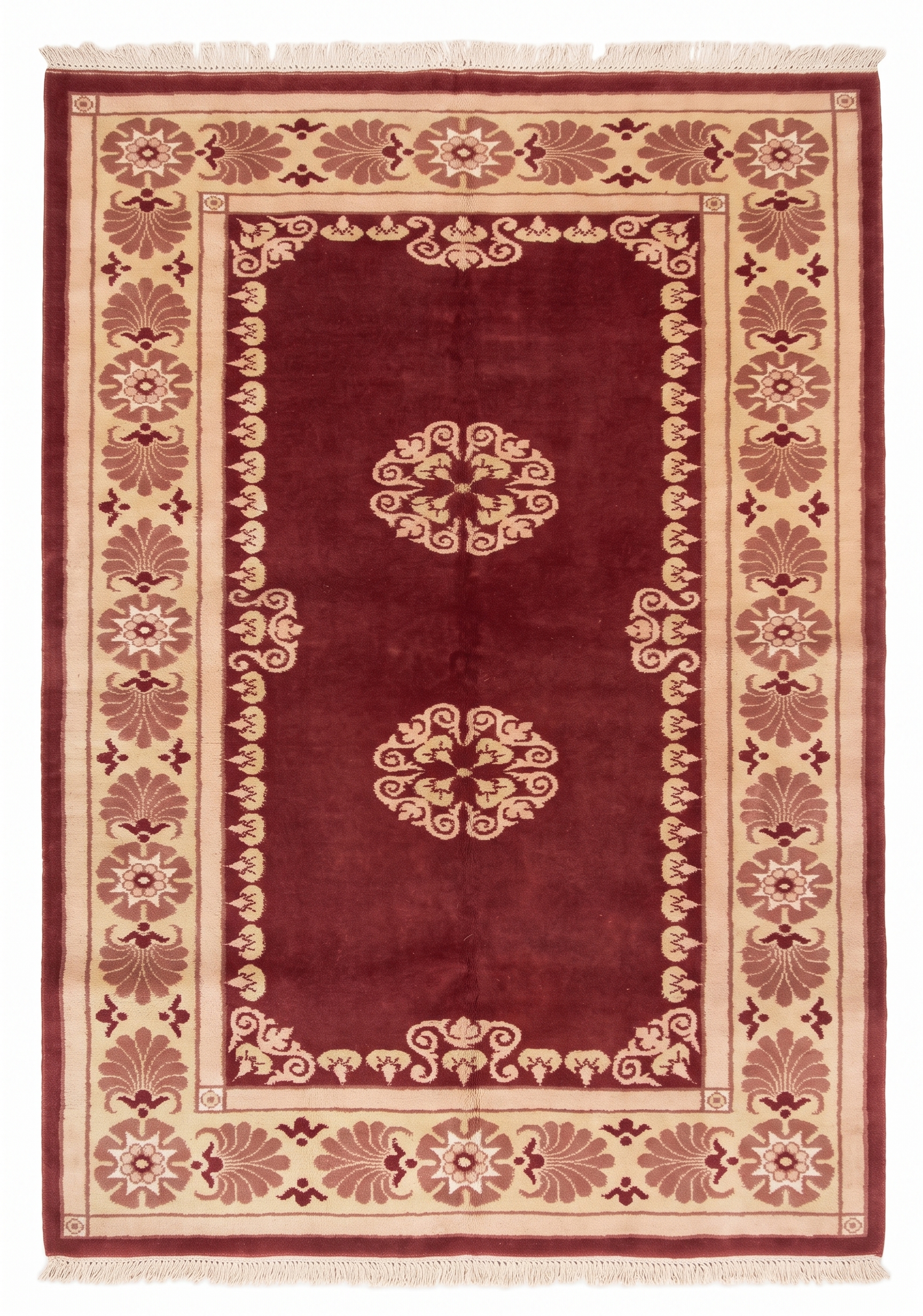 Ningxia Medallion Burgundy, Ningxia, China tribal rug, in burgundy red, Wool, 4877 × 6888 cm (160'0" × 226'0"), Nasim Carpets Malaysia
