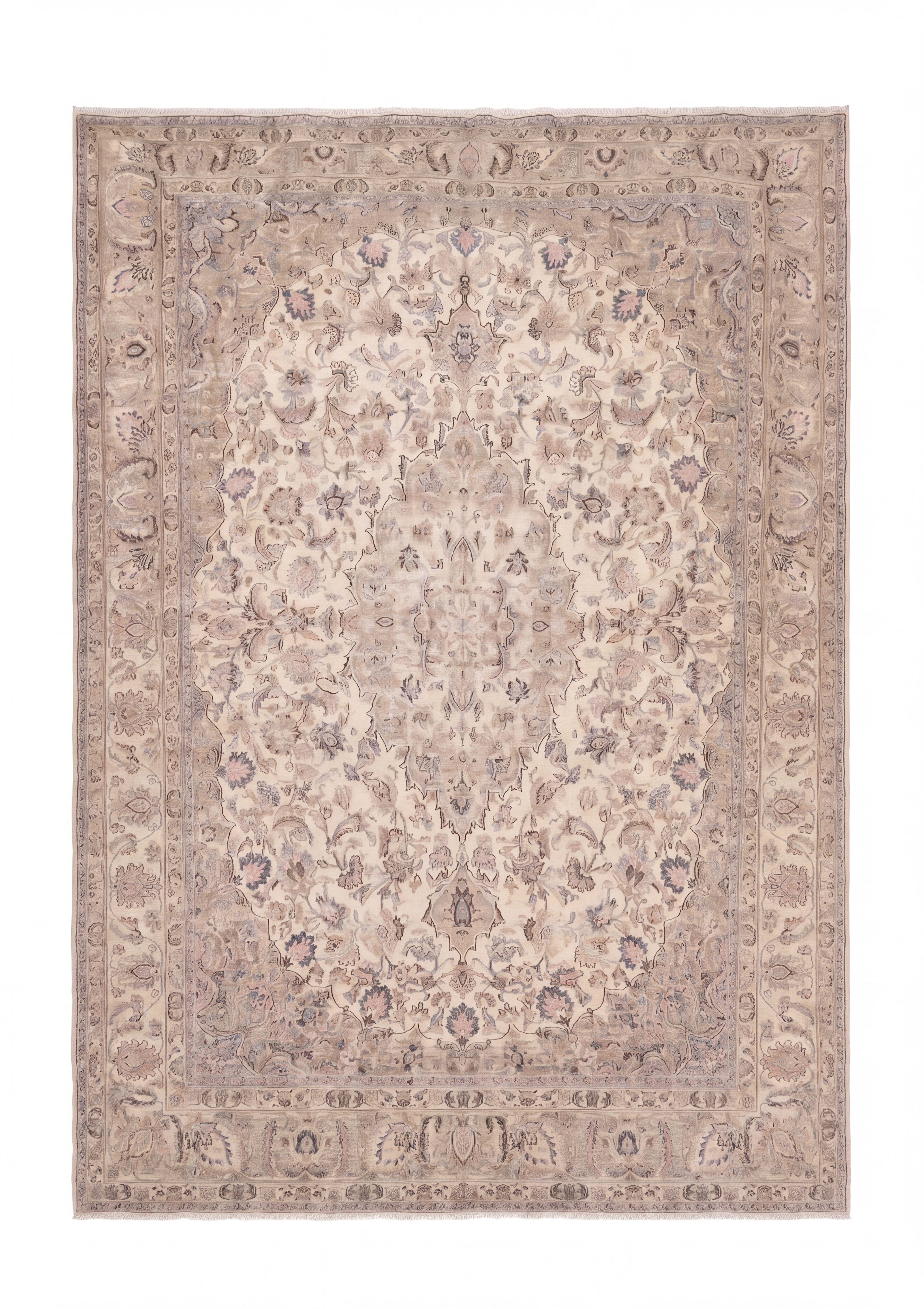 Kirman Allover Floral Ivory, Kirman, Iran persian rug, in antique ivory, Wool, 296 × 369 cm (9'9" × 12'1"), Nasim Carpets Malaysia