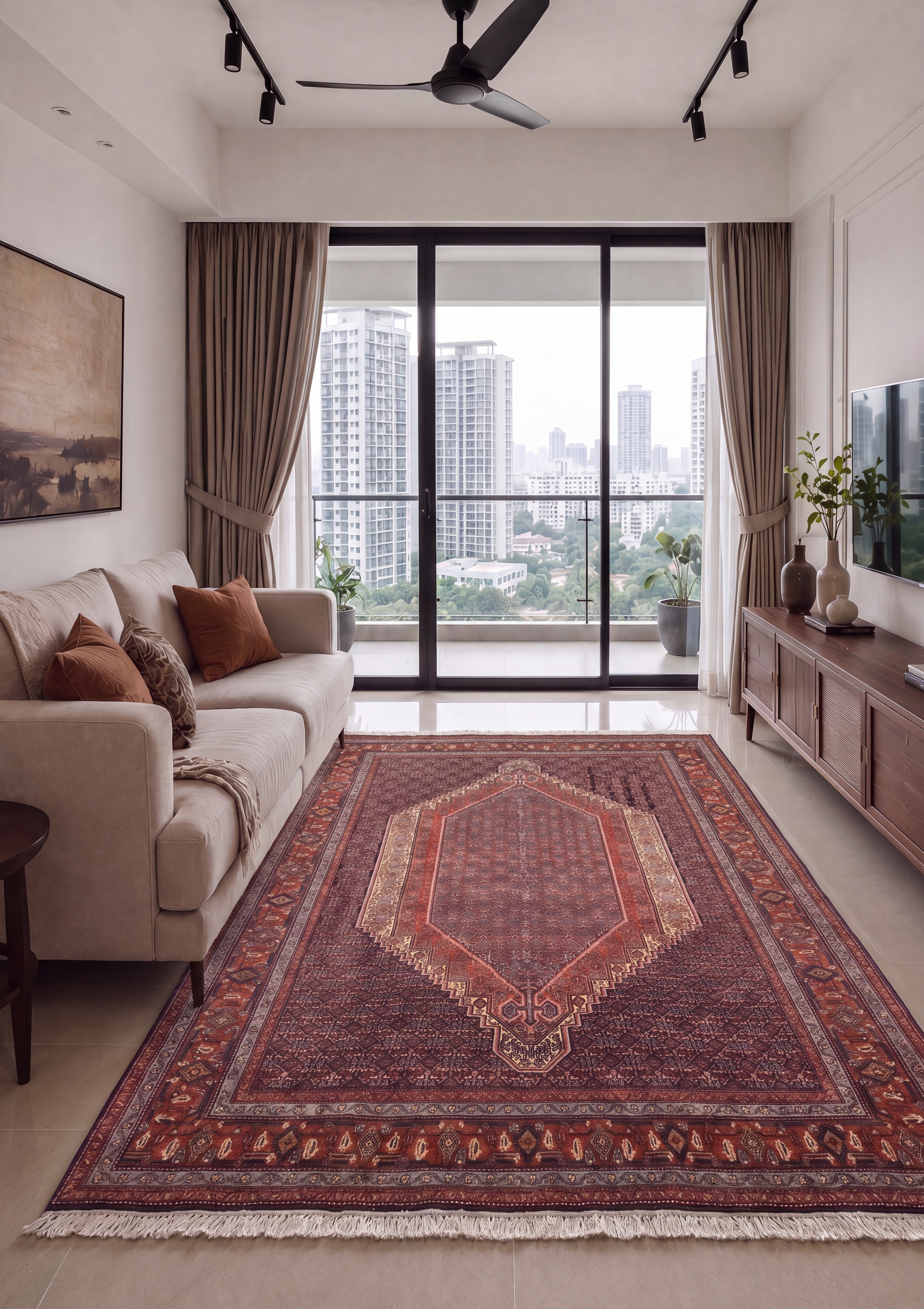 Senneh Medallion Herati Slate Blue, Senneh (Sanandaj), Kurdistan, Iran persian rug, in slate blue, Wool, 201 × 280 cm (6'7" × 9'2"), Nasim Carpets Malaysia — view 2