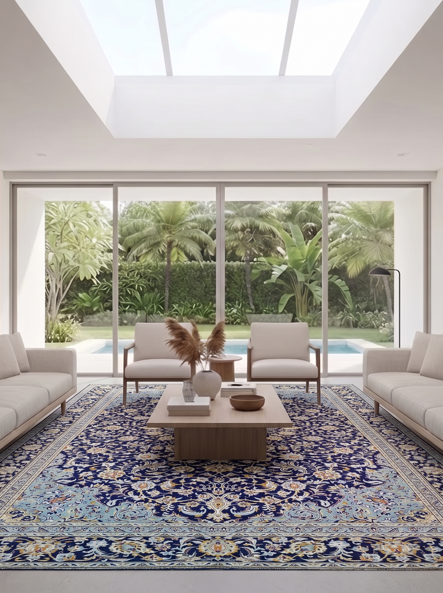 Kashan Medallion Navy, Kashan, Iran persian rug, in midnight navy, Wool, 311 × 411 cm (10'2" × 13'6"), Nasim Carpets Malaysia — view 2