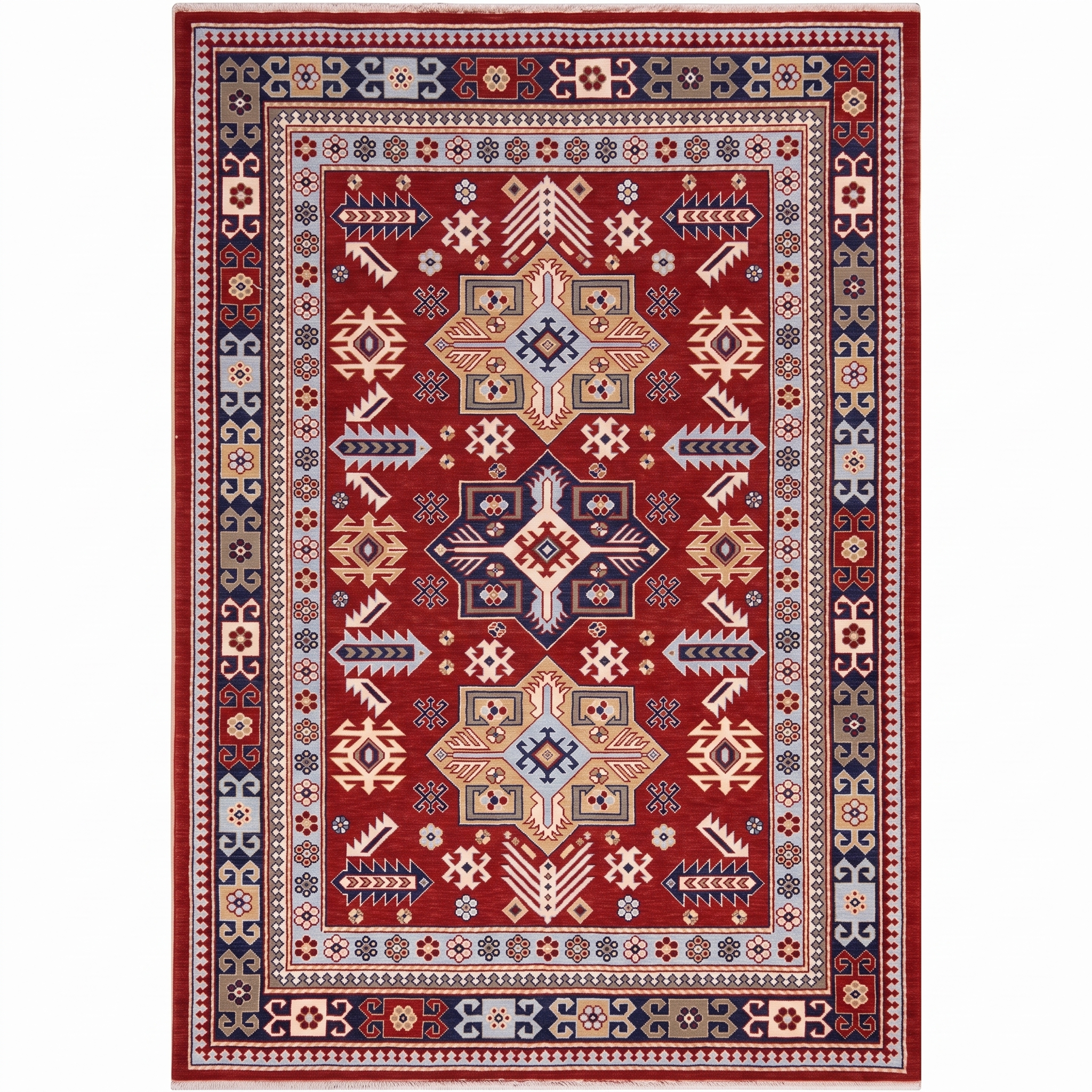Kazak Tribal Medallion Red, Kazak, South Caucasus (Azerbaijan/Armenia border region) tribal rug, in madder red, Wool, 88 × 146 cm (2'11" × 4'9"), Nasim Carpets Malaysia