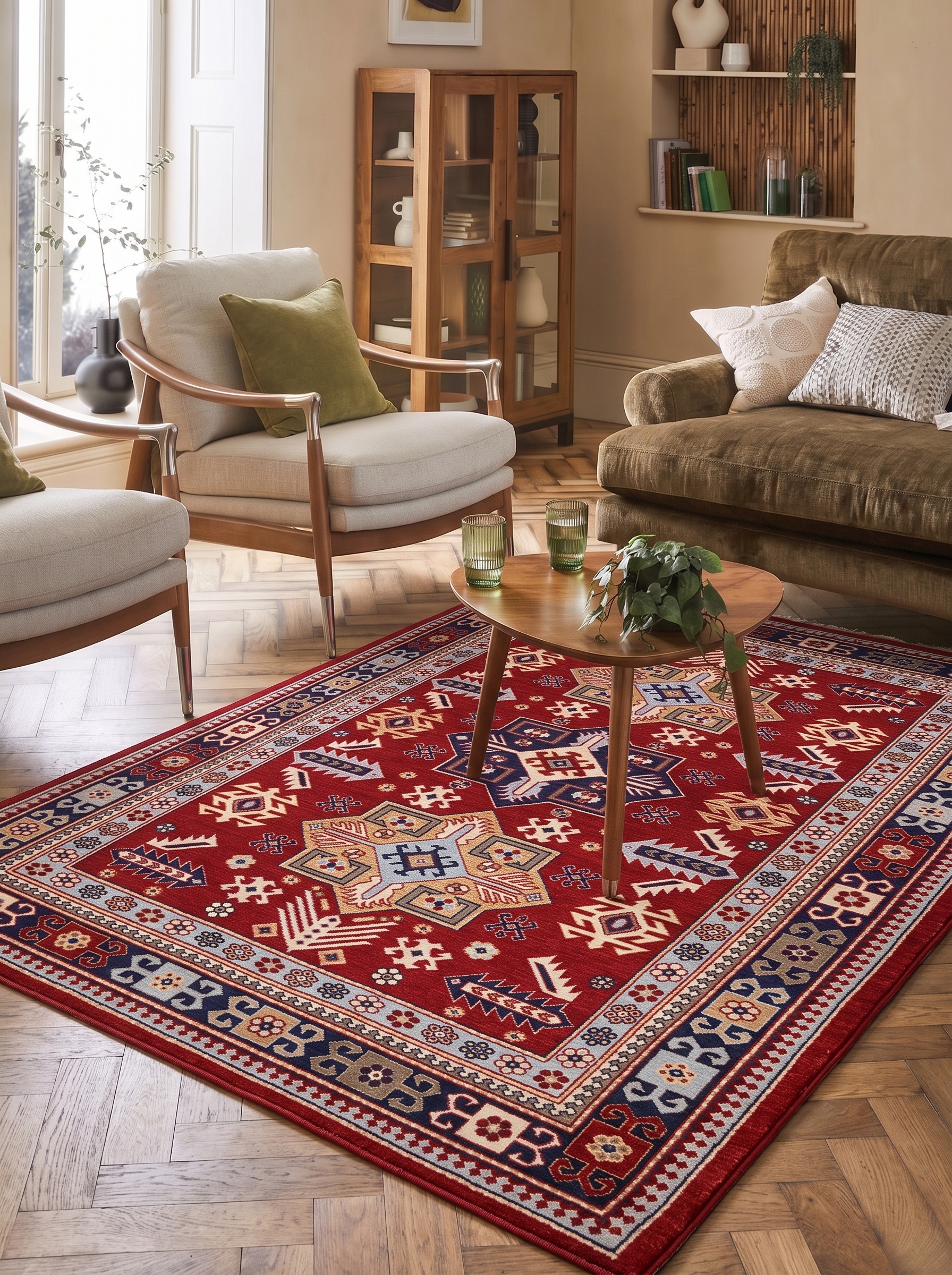 Kazak Tribal Medallion Red, Kazak, South Caucasus (Azerbaijan/Armenia border region) tribal rug, in madder red, Wool, 88 × 146 cm (2'11" × 4'9"), Nasim Carpets Malaysia — view 2