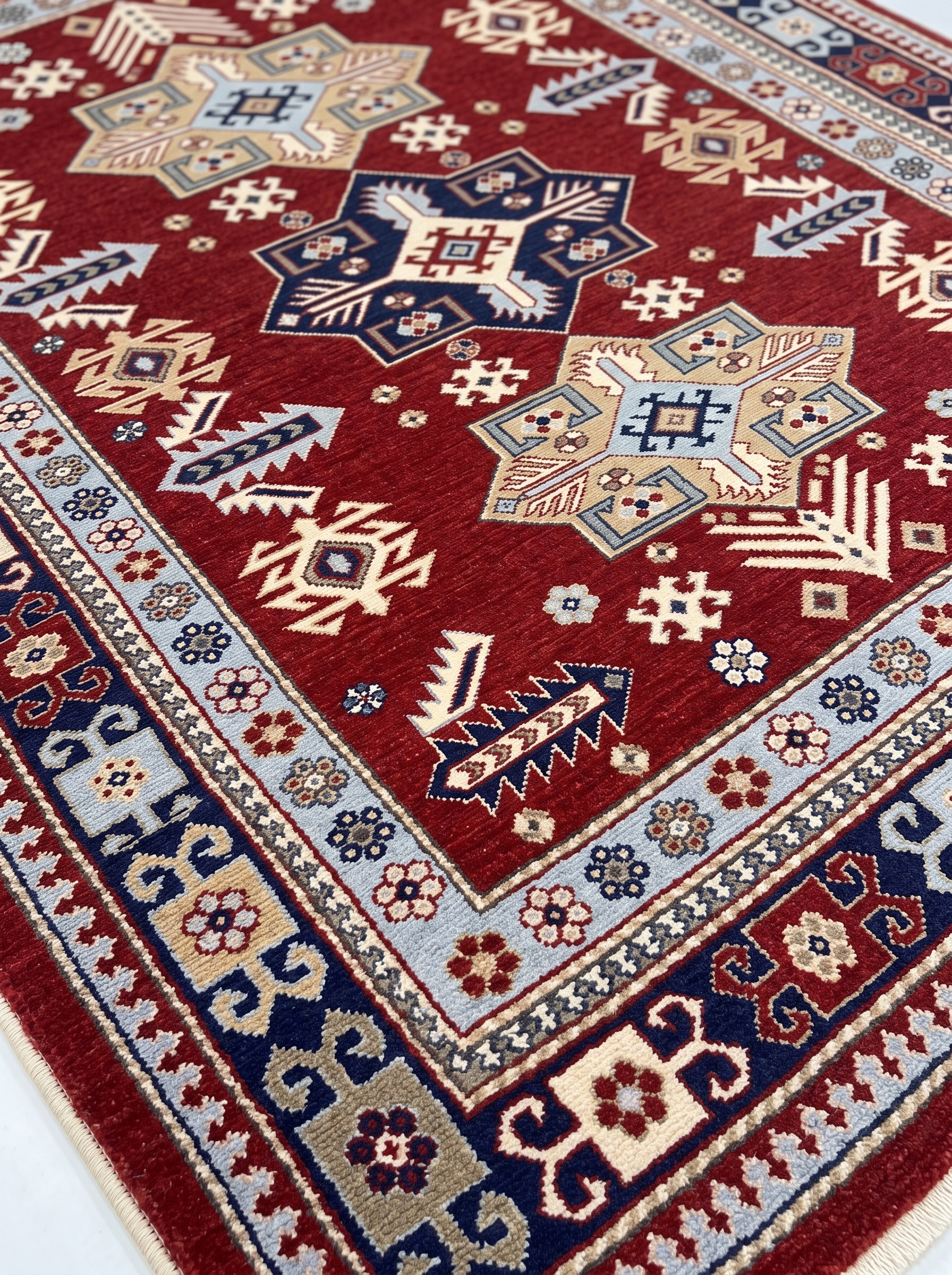 Kazak Tribal Medallion Red, Kazak, South Caucasus (Azerbaijan/Armenia border region) tribal rug, in madder red, Wool, 88 × 146 cm (2'11" × 4'9"), Nasim Carpets Malaysia — view 3
