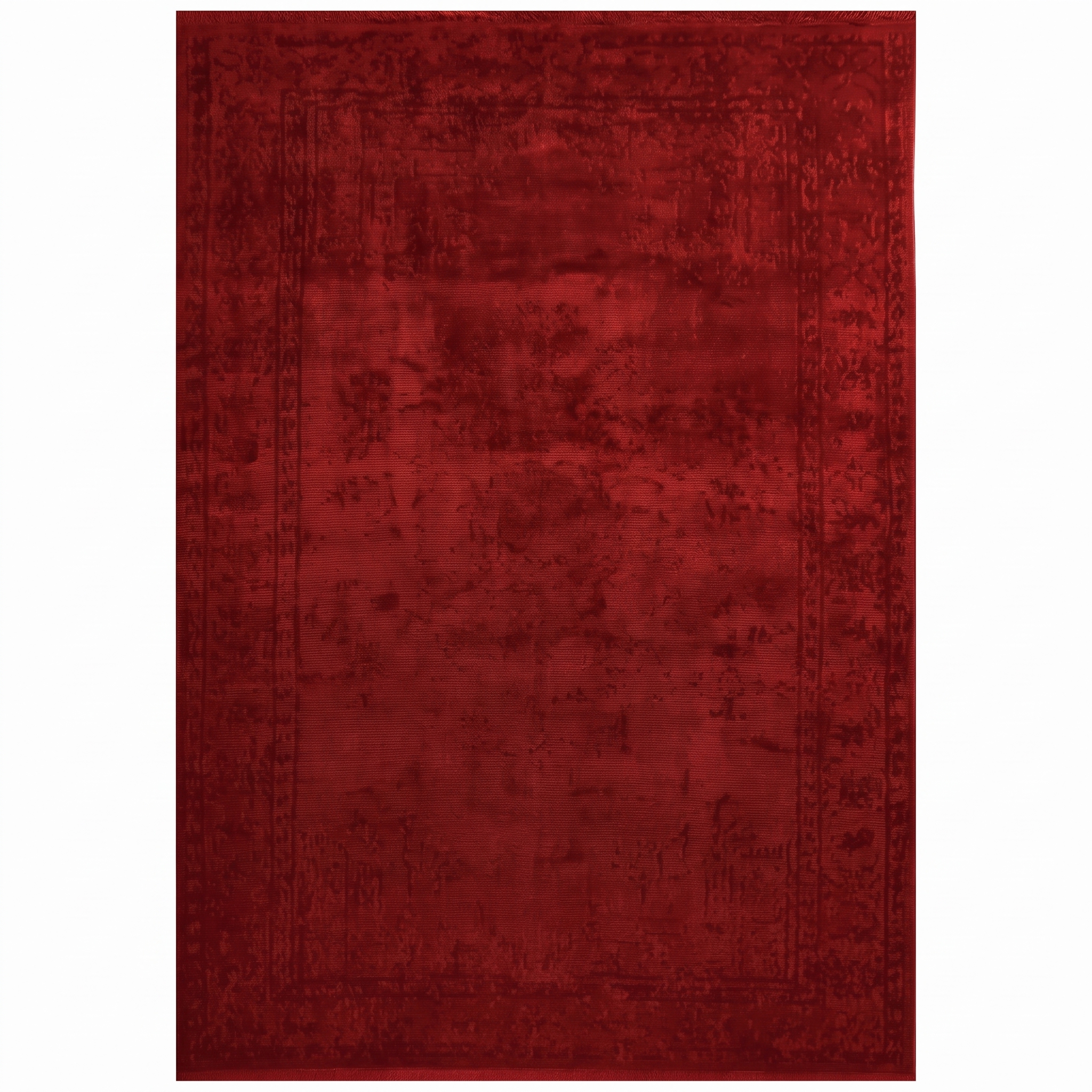 European Distressed Border Crimson, European Modern Design, likely Belgium or Turkey (machine-woven contemporary) modern rug, in crimson red, Bamboo Silk, 85 × 125 cm (2'9" × 4'1"), Nasim Carpets Malaysia