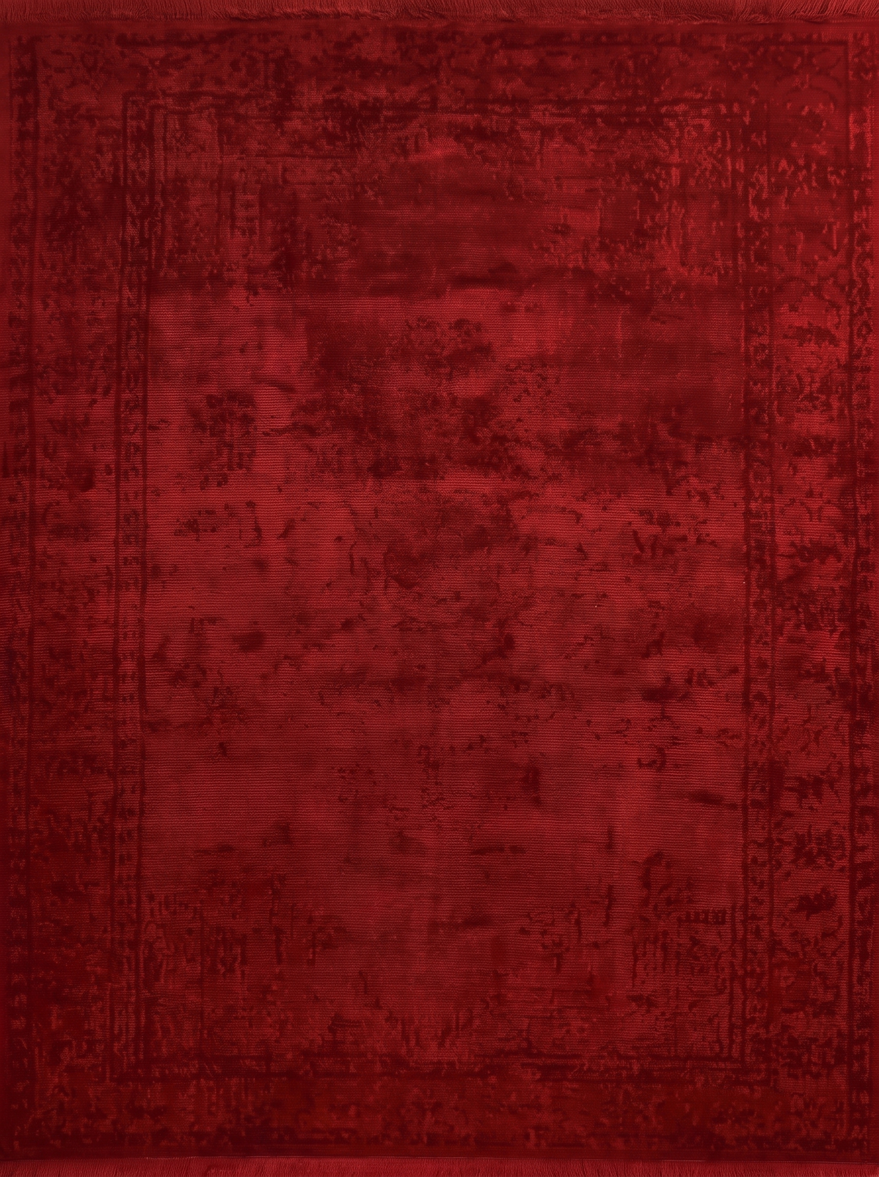 European Distressed Border Crimson, European Modern Design, likely Belgium or Turkey (machine-woven contemporary) modern rug, in crimson red, Bamboo Silk, 85 × 125 cm (2'9" × 4'1"), Nasim Carpets Malaysia — view 3