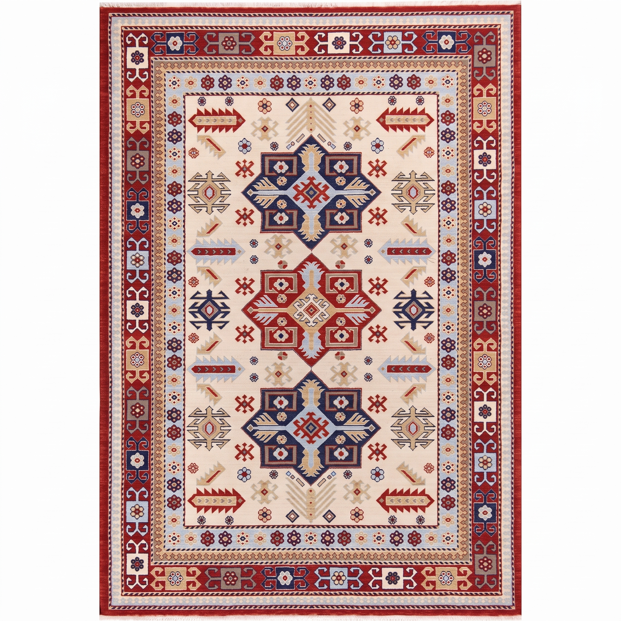 Kazak Medallion Ivory, Kazak, Caucasus (Azerbaijan/Armenia border region) tribal rug, in ivory, Wool, 88 × 146 cm (2'11" × 4'9"), Nasim Carpets Malaysia