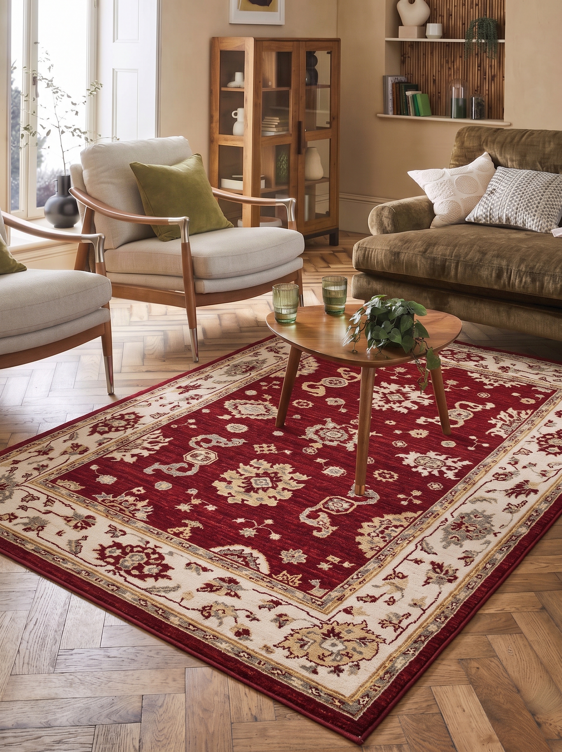 Ziegler All-Over Crimson, Sultanabad (Arak), Iran — Ziegler workshop tradition persian rug, in crimson red, Wool, 204 × 296 cm (6'8" × 9'9"), Nasim Carpets Malaysia — view 2