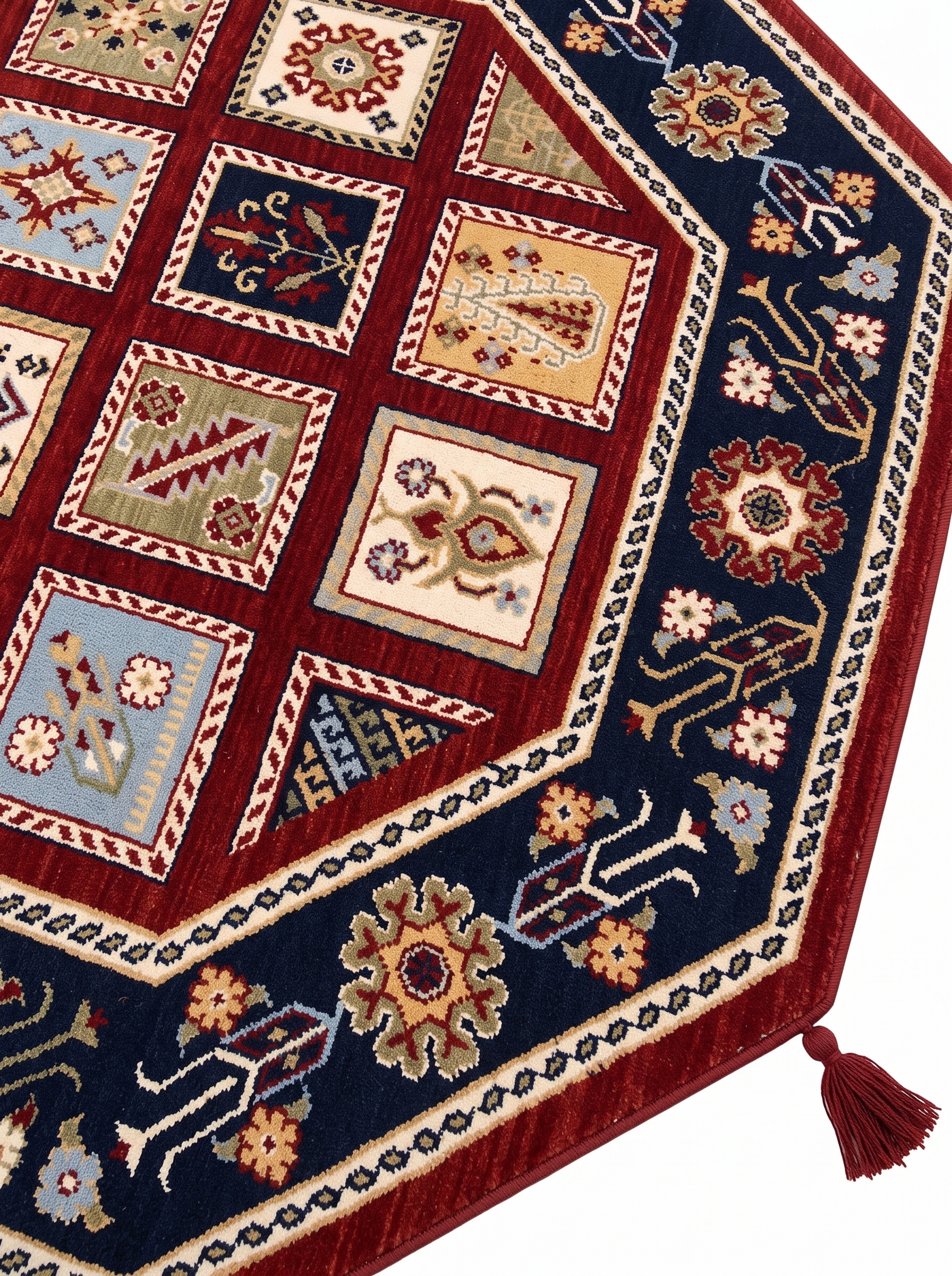 Karachof Kazak Compartmental Panel Red, Karachof, Kazak Region, South Caucasus (Azerbaijan/Armenia border) persian rug, in madder red, Wool, 152 × 152 cm (5'0" × 5'0"), Nasim Carpets Malaysia — view 3