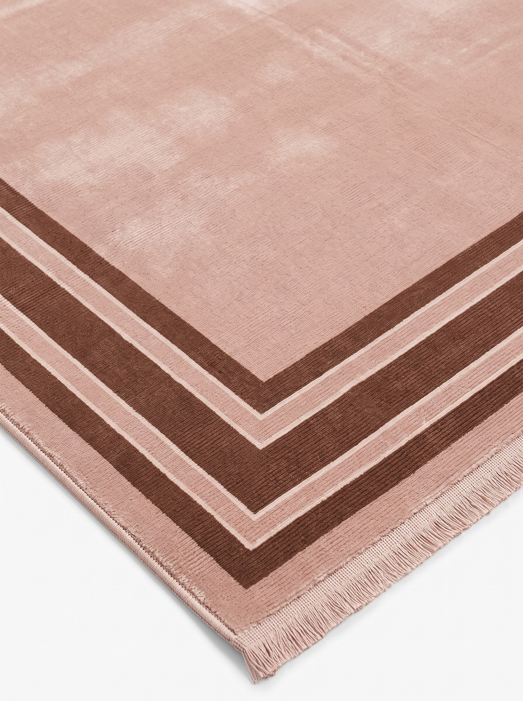 Contemporary Border Blush Minimalist, Contemporary European/International Design, likely Belgium or Turkey (machine-made export market) modern rug, in blush rose, Bamboo Silk, 201 × 296 cm (6'7" × 9'9"), Nasim Carpets Malaysia — view 3