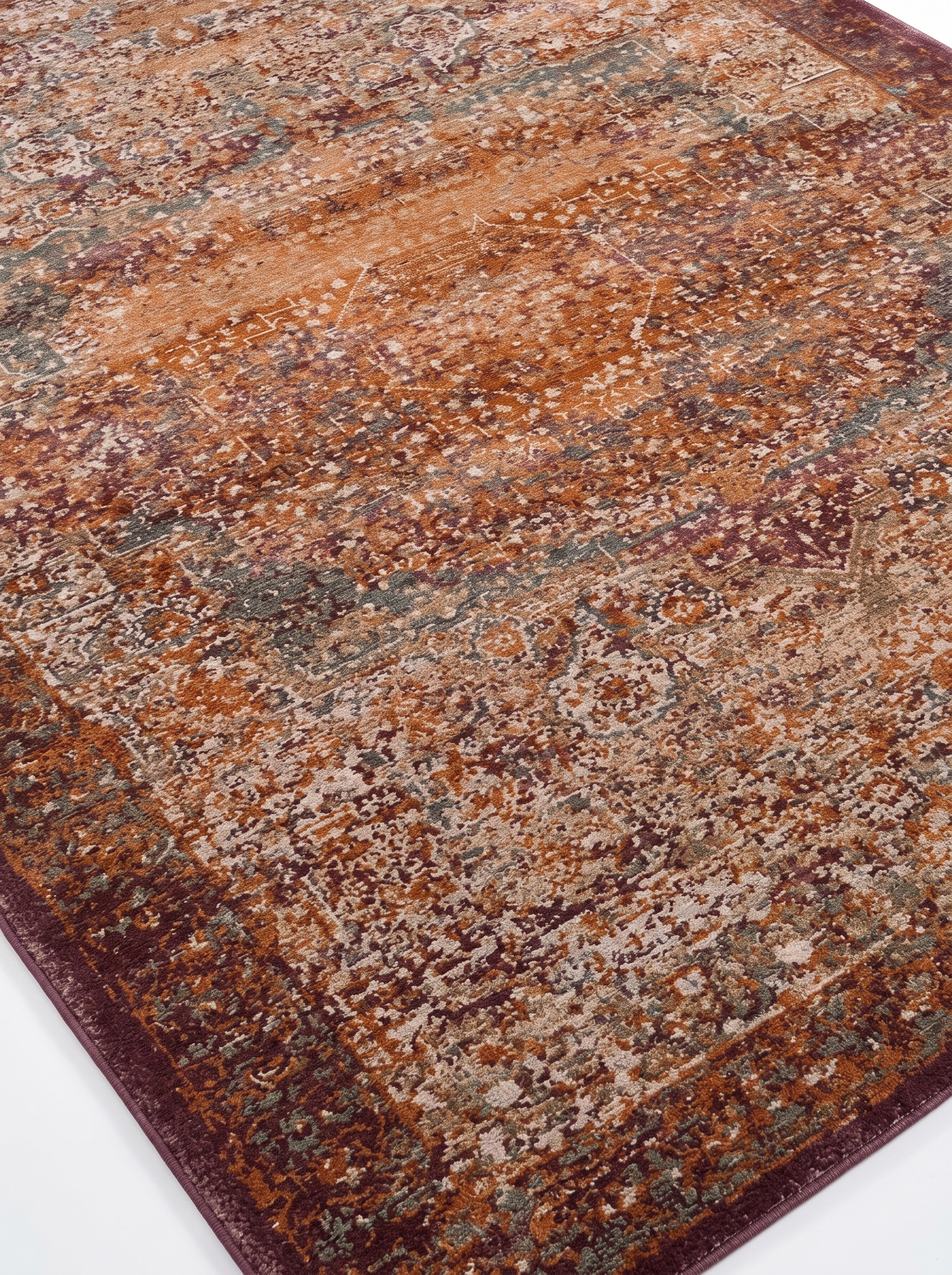 Persian Distressed All-Over Terracotta, Persian, Iran (interpretive — likely inspired by antique Khorasan or Mashad workshop traditions) modern rug, in terracotta rust, Wool, 162 × 241 cm (5'4" × 7'11"), Nasim Carpets Malaysia — view 3