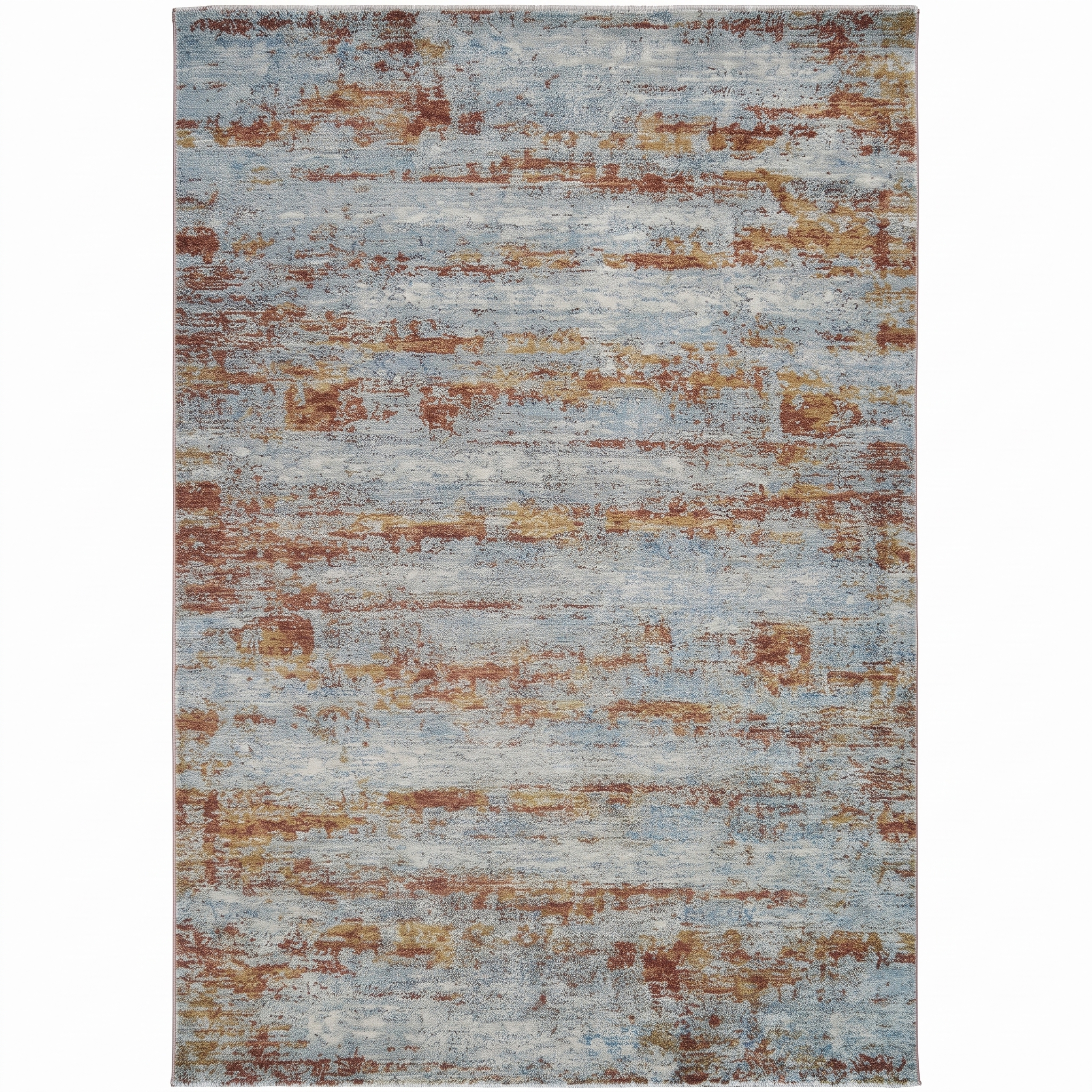 Contemporary Abstract Rust Blue, Belgium / Turkey (Western European machine-made contemporary design) modern rug, in rust terracotta, Wool, 152 × 229 cm (5'0" × 7'6"), Nasim Carpets Malaysia
