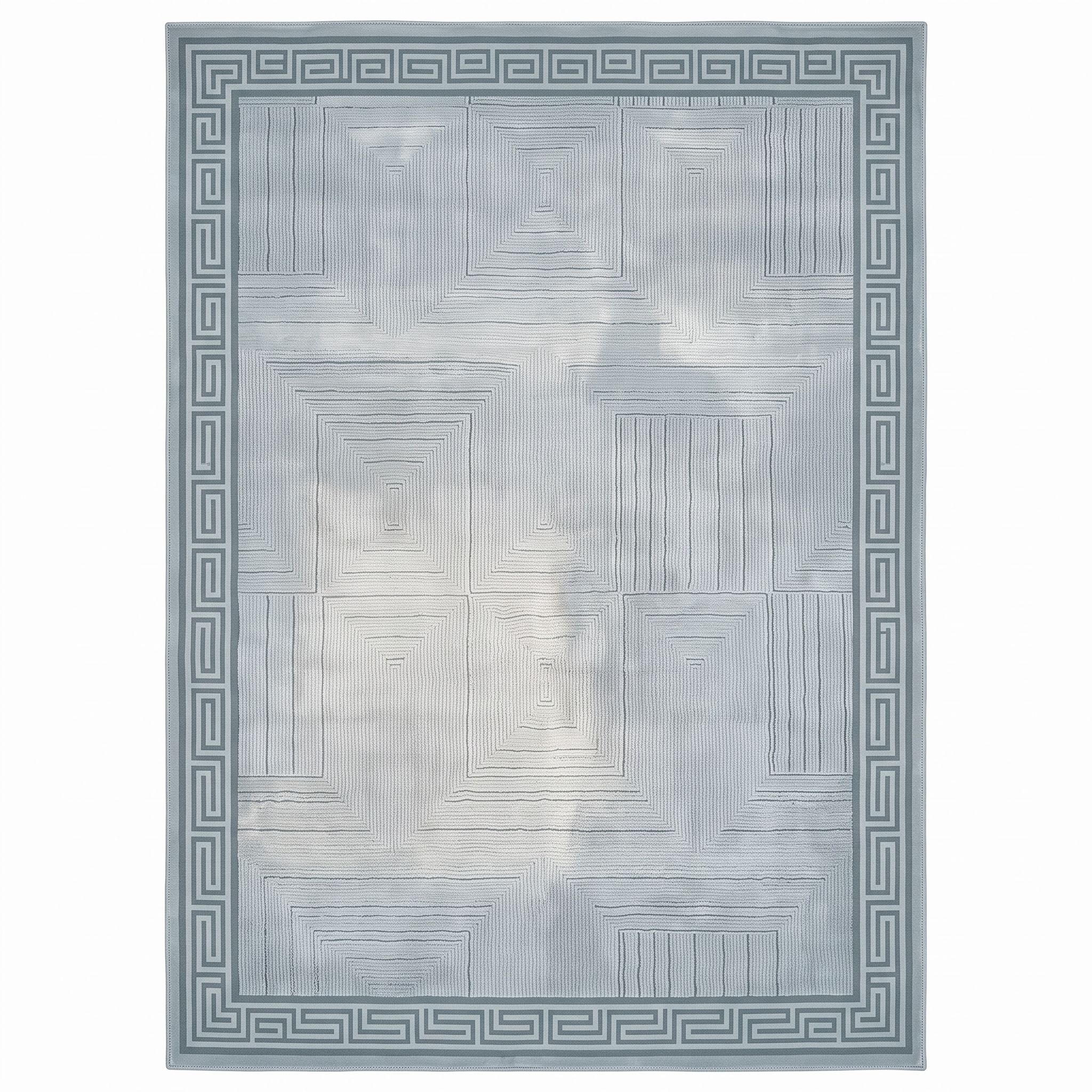 Contemporary Geometric Grid Silver Blue, Belgium / Turkey (Western European machine-made contemporary production) modern rug, in silver blue, Wool, 152 × 213 cm (5'0" × 7'0"), Nasim Carpets Malaysia