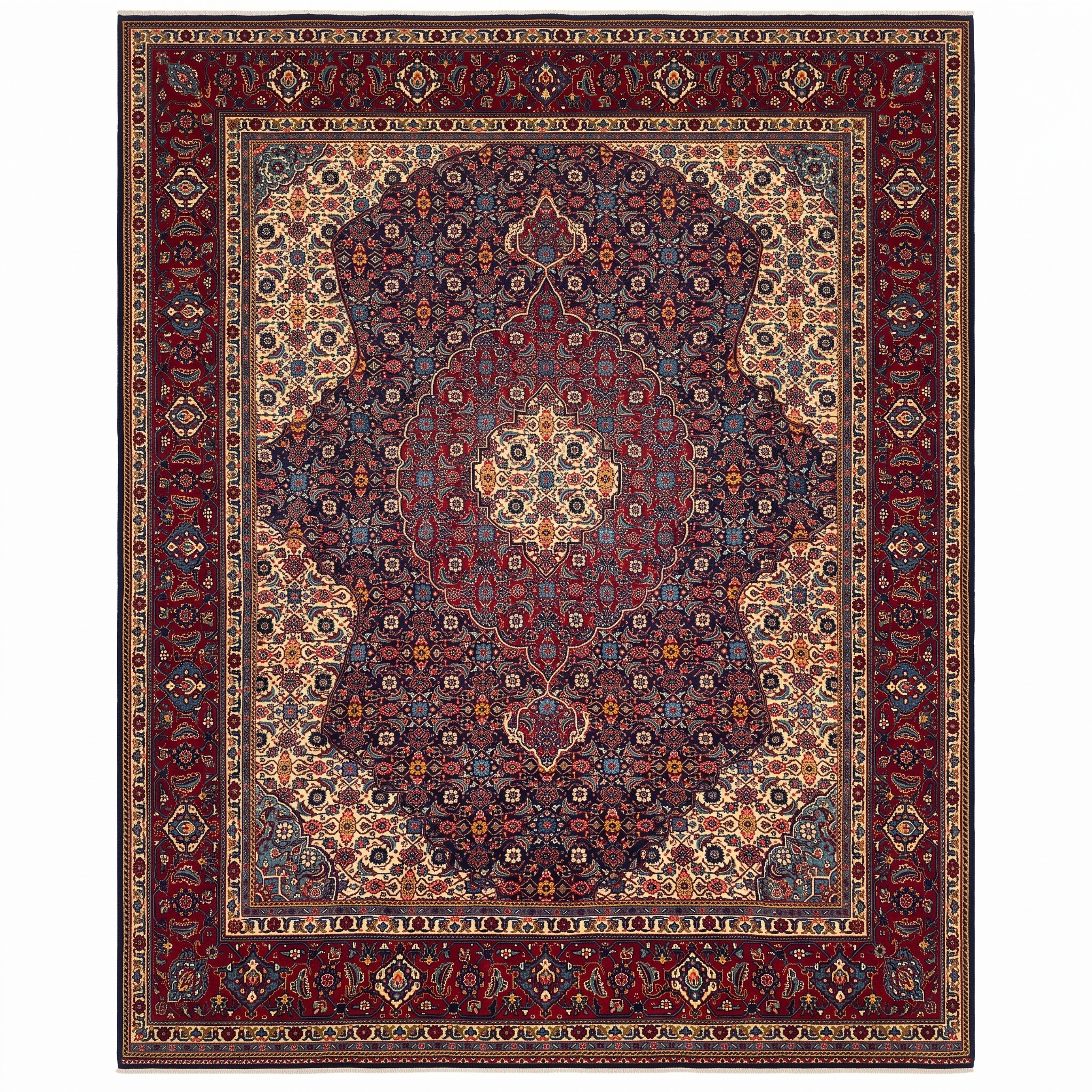 Kashan Medallion Navy Red, Kashan, Isfahan Province, Iran persian rug, in midnight navy, Wool, 204 × 305 cm (6'8" × 10'0"), Nasim Carpets Malaysia