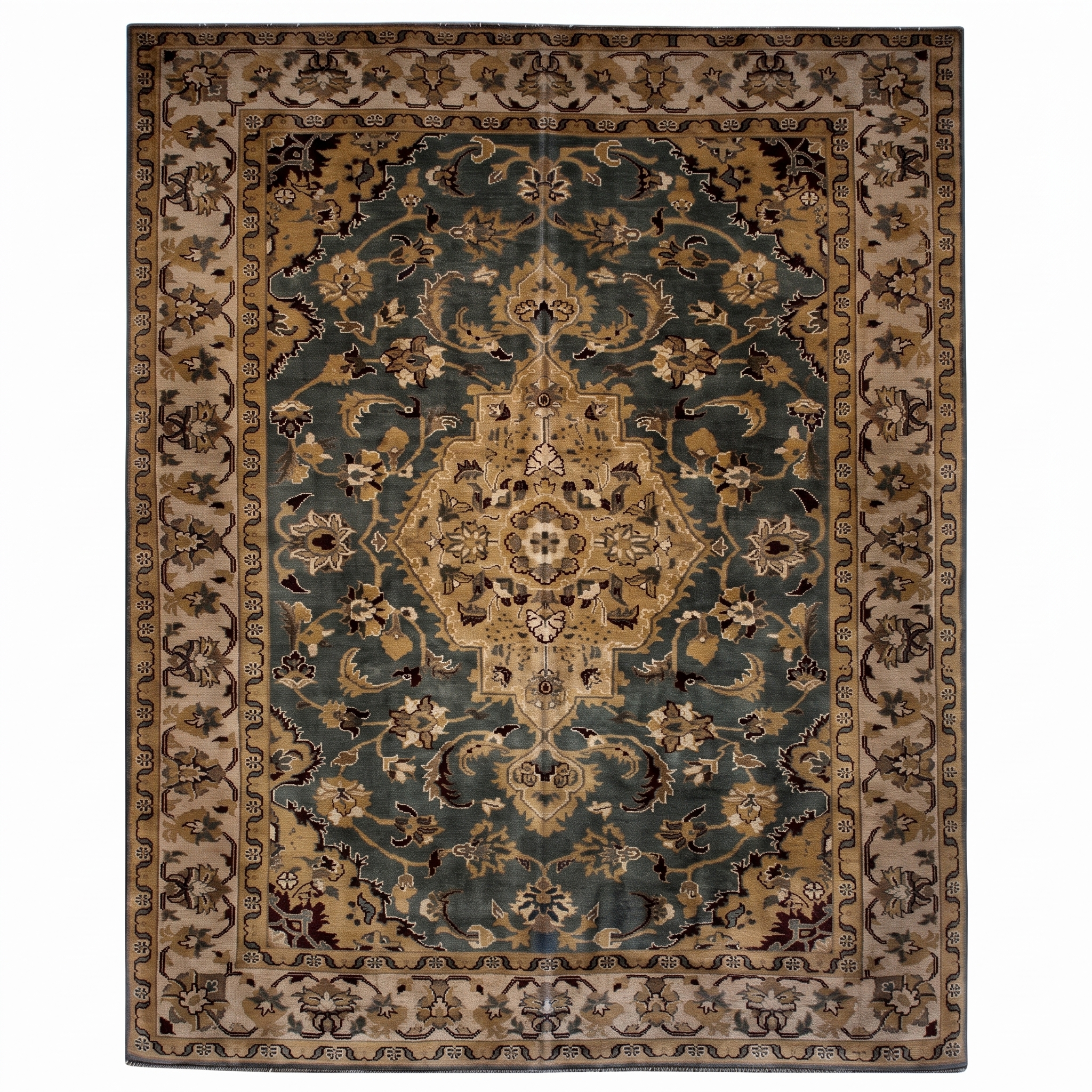 Agra Medallion Floral Slate, Agra, India persian rug, in slate grey, Wool, 152 × 198 cm (5'0" × 6'6"), Nasim Carpets Malaysia — view 1