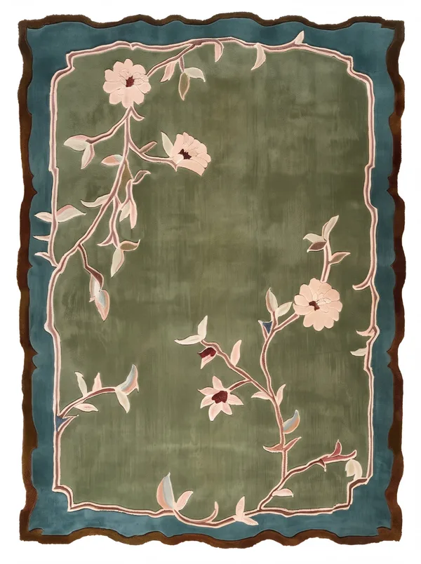 Camellia, Nasim Custom Studio bespoke rug, in camel, NZ Wool & Bamboo Silk, 91 × 152 cm (3'0" × 5'0"), Nasim Carpets Malaysia