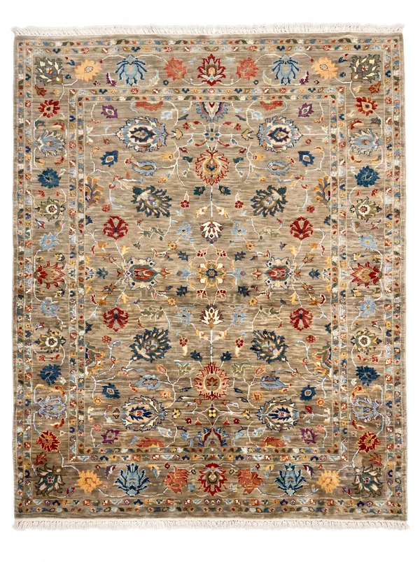 Afghan Mamluk Chobi All-Over Sage, Afghanistan (Chobi / Peshawar tradition) tribal rug, in sage green, Wool, 152 × 213 cm (5'0" × 7'0"), Nasim Carpets Malaysia