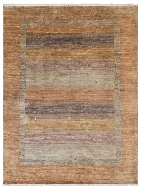 Loribaft Gradient Stripe Warm Sand, Shiraz / Fars Province, Iran modern rug, in warm sand, Wool, 8 × 11 cm (0'3" × 0'4"), Nasim Carpets Malaysia