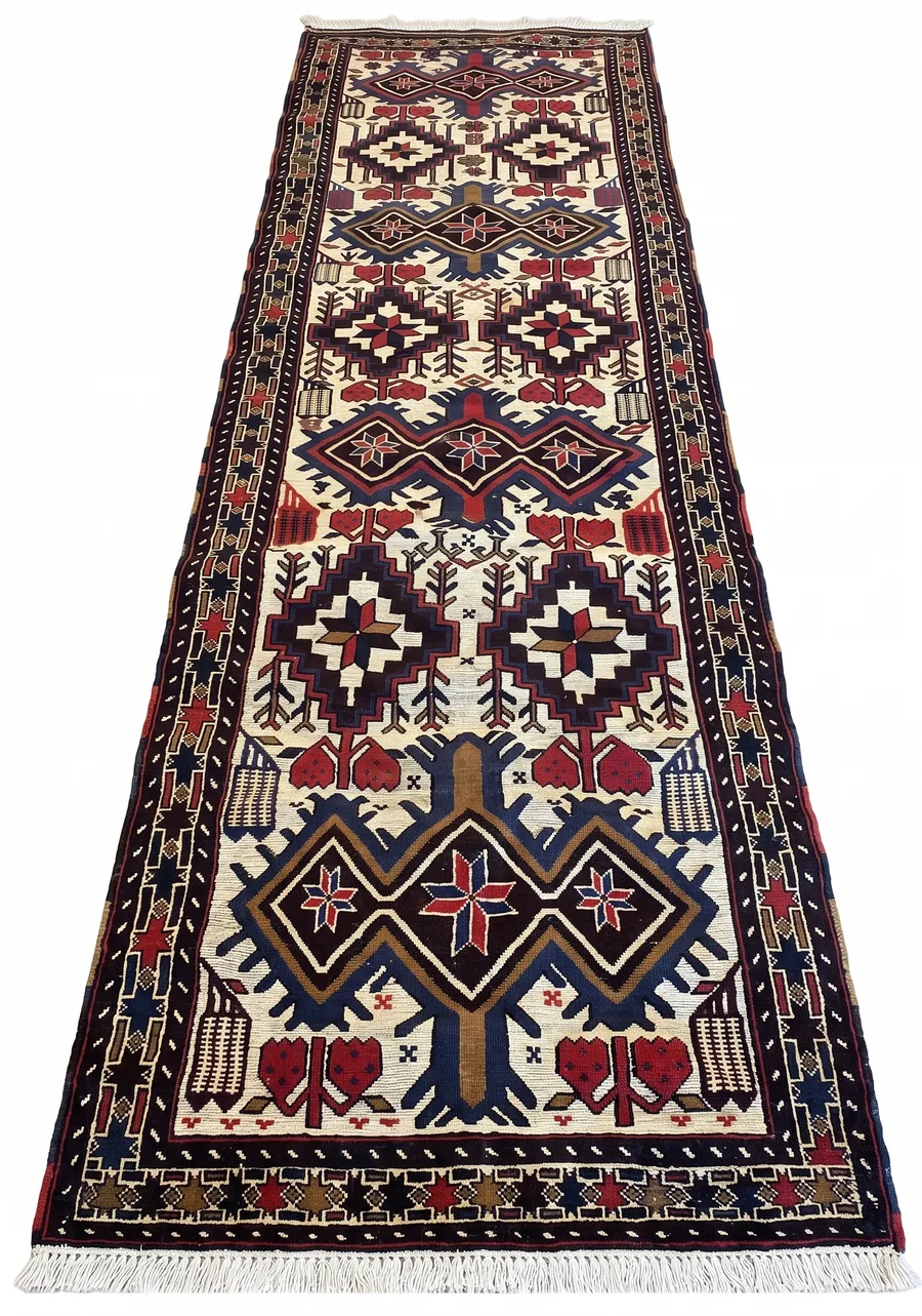 Afghan Kilim Runner Ivory Tree of Life, Afghanistan kilim rug, in ivory, Wool, 81 × 366 cm (2'8" × 12'0"), Nasim Carpets Malaysia — view 1