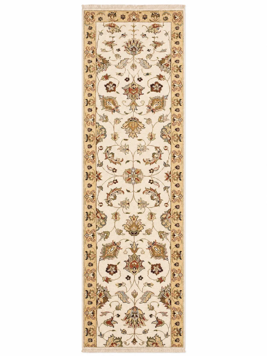 Agra Floral Vine Ivory, Agra, India persian rug, in ivory, Wool, 76 × 305 cm (2'6" × 10'0"), Nasim Carpets Malaysia — view 1