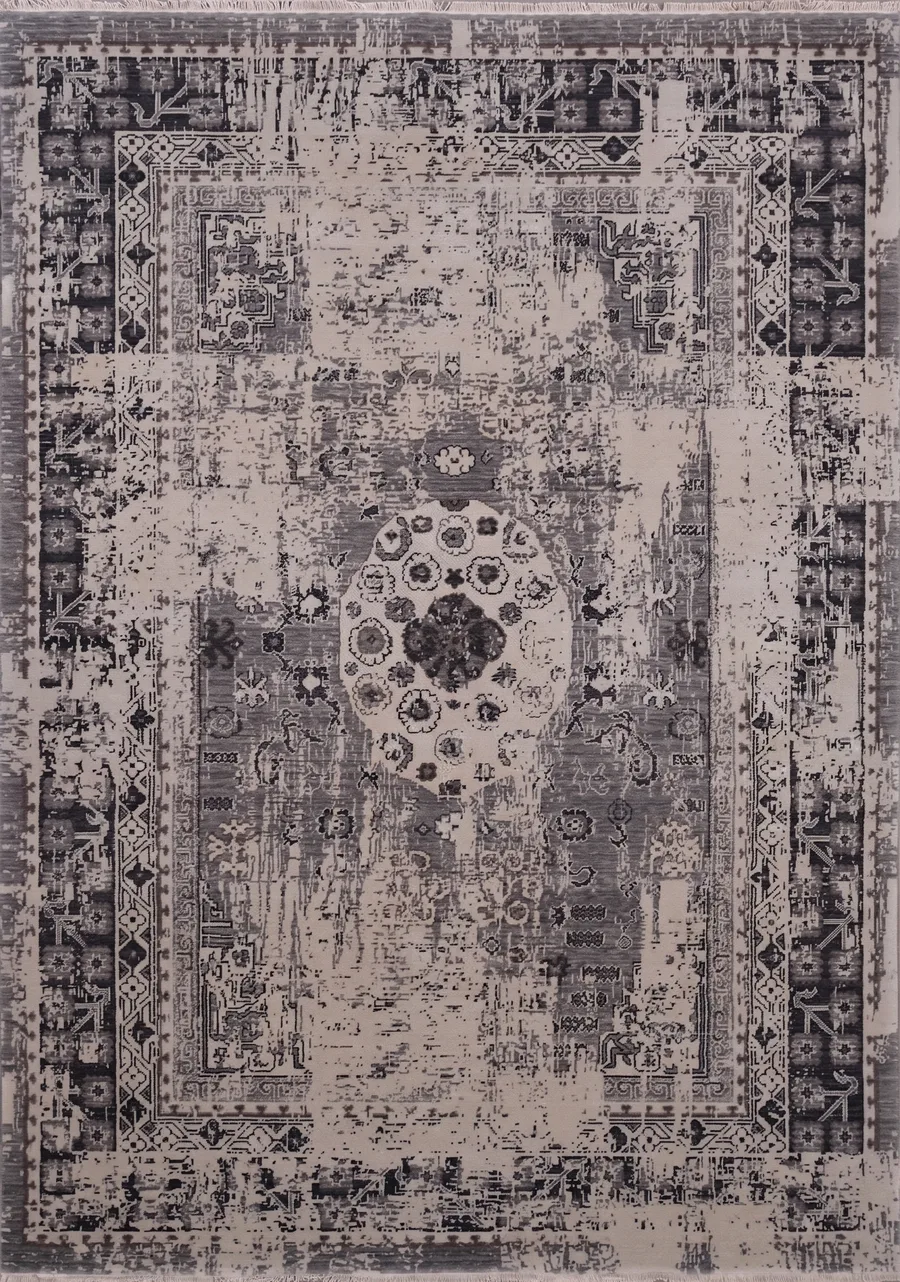 Anatolian Distressed Medallion Grey, Turkey modern rug, in slate grey, Wool, 160 × 236 cm (5'3" × 7'9"), Nasim Carpets Malaysia — view 3