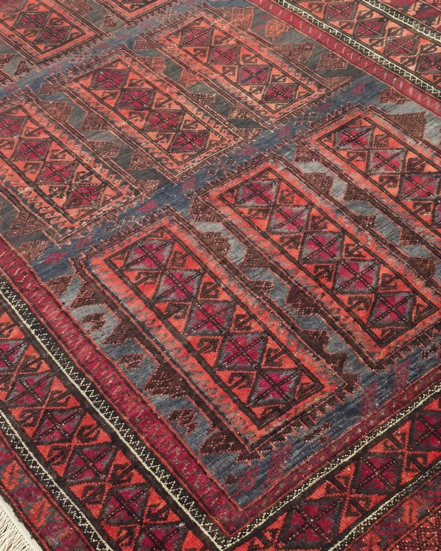Baluch Compartmental Red, Baluchistan, Afghanistan/Iran border region persian rug, in madder red, Wool, 152 × 244 cm (5'0" × 8'0"), Nasim Carpets Malaysia — view 3