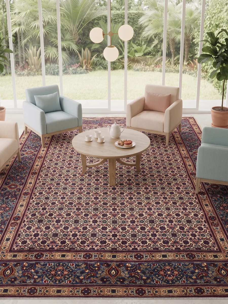 Bijar All-Over Ivory, Bijar, Iran persian rug, in ivory, Wool, 203 × 297 cm (6'8" × 9'9"), Nasim Carpets Malaysia — view 2