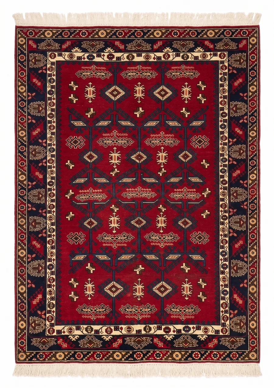 Caucasian Tribal All-Over Crimson, Shirvan, Azerbaijan (Caucasus) tribal rug, in crimson red, Wool, 213 × 305 cm (7'0" × 10'0"), Nasim Carpets Malaysia — view 1