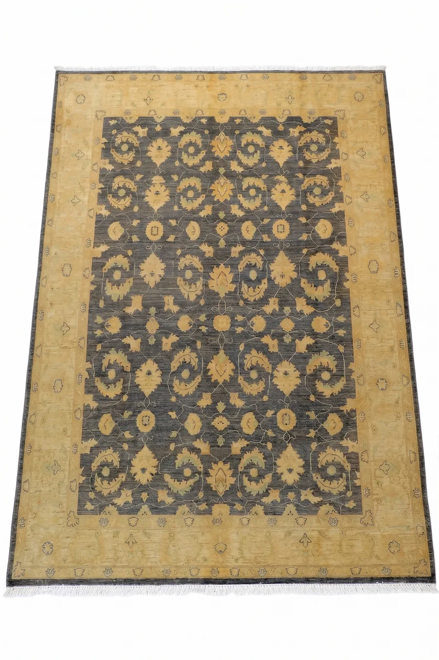 Chobi Ziegler All-Over Charcoal Gold, Peshawar, Pakistan (Chobi Ziegler tradition) persian rug, in charcoal slate, Wool, 251 × 305 cm (8'3" × 10'0"), Nasim Carpets Malaysia — view 1