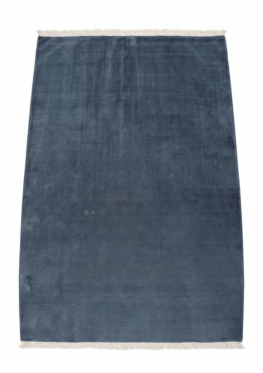 Contemporary Solid Slate Blue, India (contemporary export production) modern rug, in slate blue, Bamboo Silk, 206 × 305 cm (6'9" × 10'0"), Nasim Carpets Malaysia — view 1