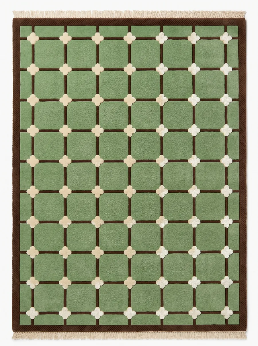 Clover Grid, Nasim Custom Studio bespoke rug, NZ Wool & Bamboo Silk, 91 × 152 cm (3'0" × 5'0"), Nasim Carpets Malaysia — view 1